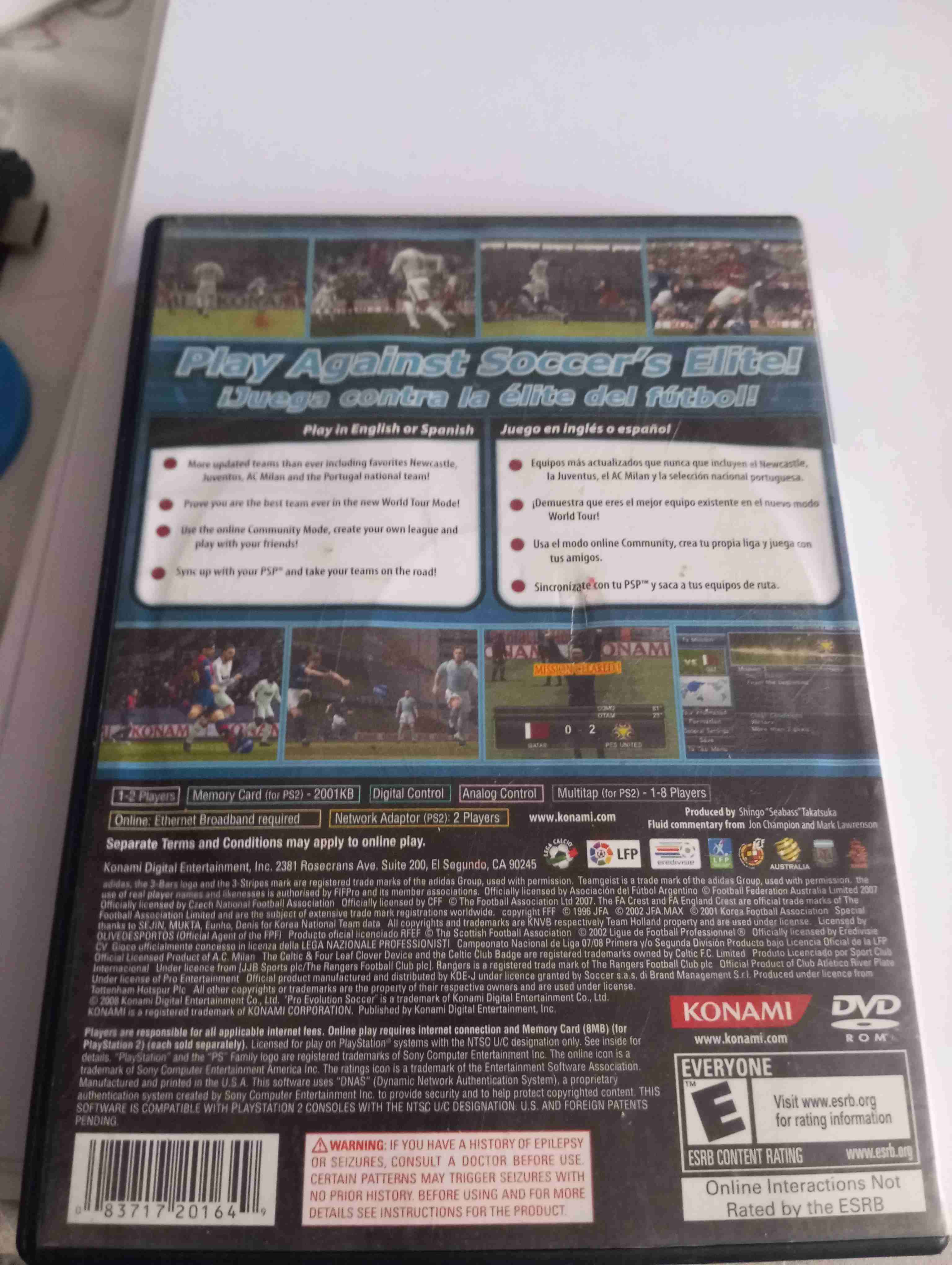 Caja + Manual Original PES 2008 PS2 (Sin Disco) - - miniatura 4