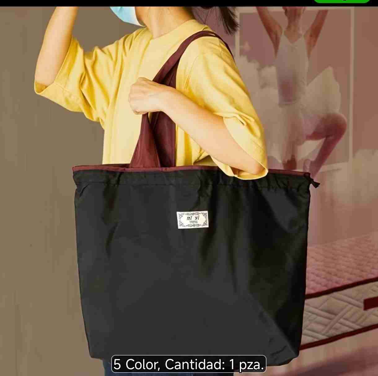 Bolso grande negro con asas - miniatura 1