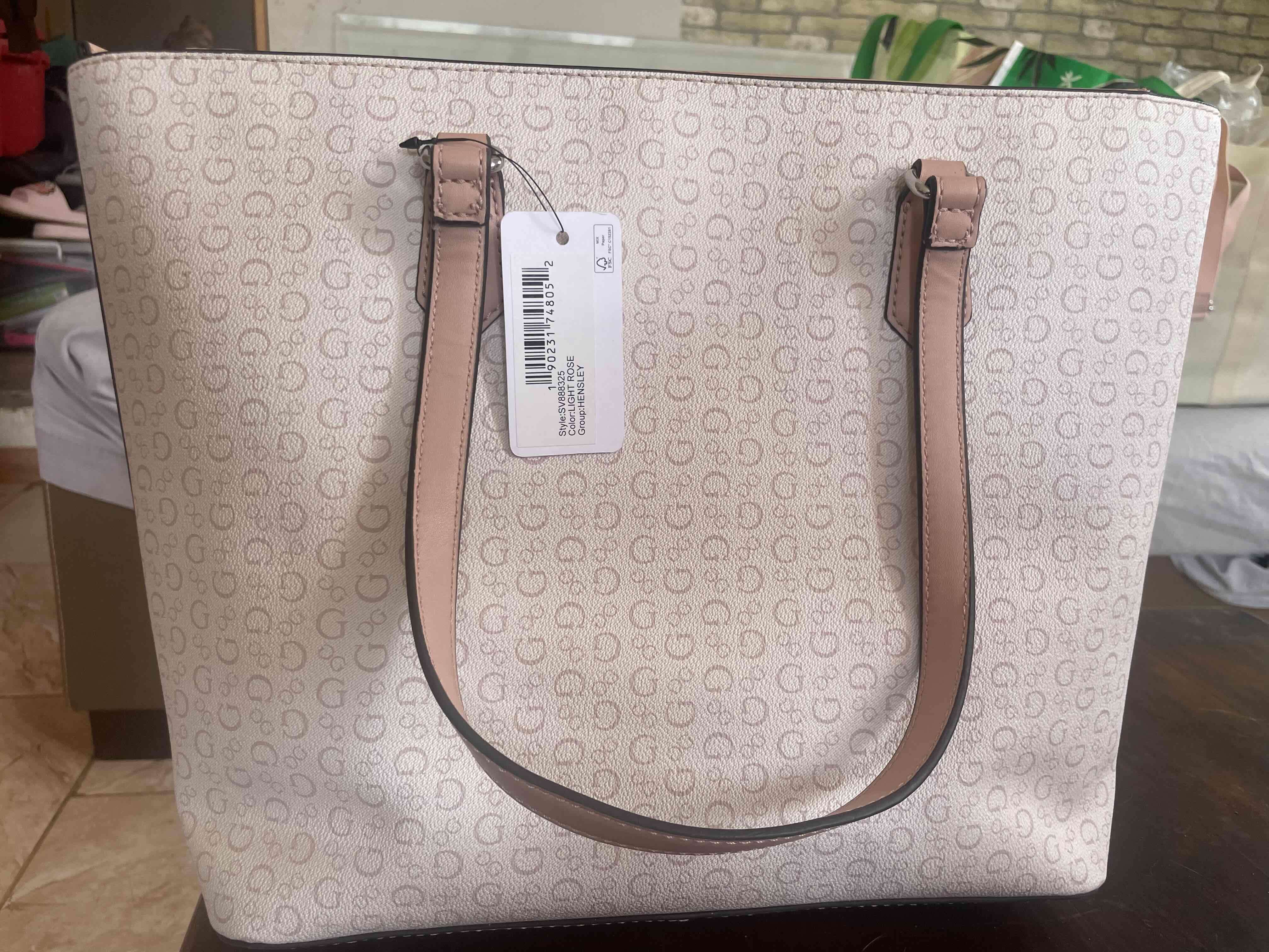 Bolso tote beige con logo - miniatura 1