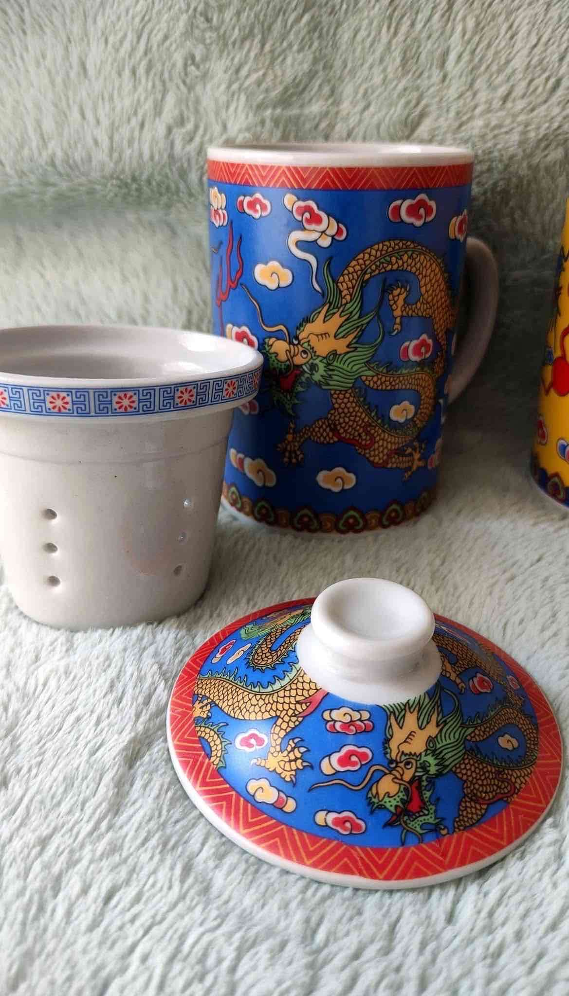Tazas de porcelana con dragones con filtro para té - miniatura 4