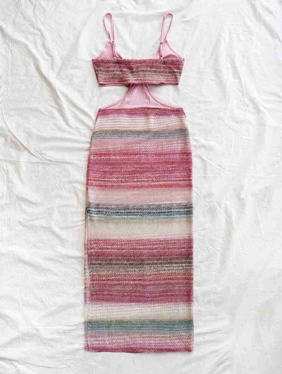 Vestido tejido a rayas multicolor talla M - miniatura 2