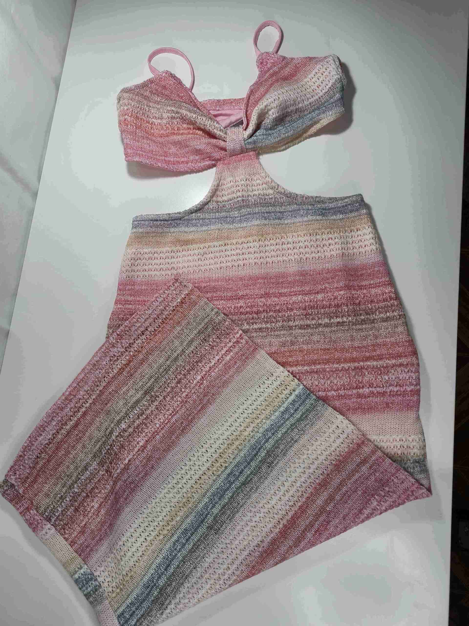 Vestido tejido a rayas multicolor talla M - miniatura 3