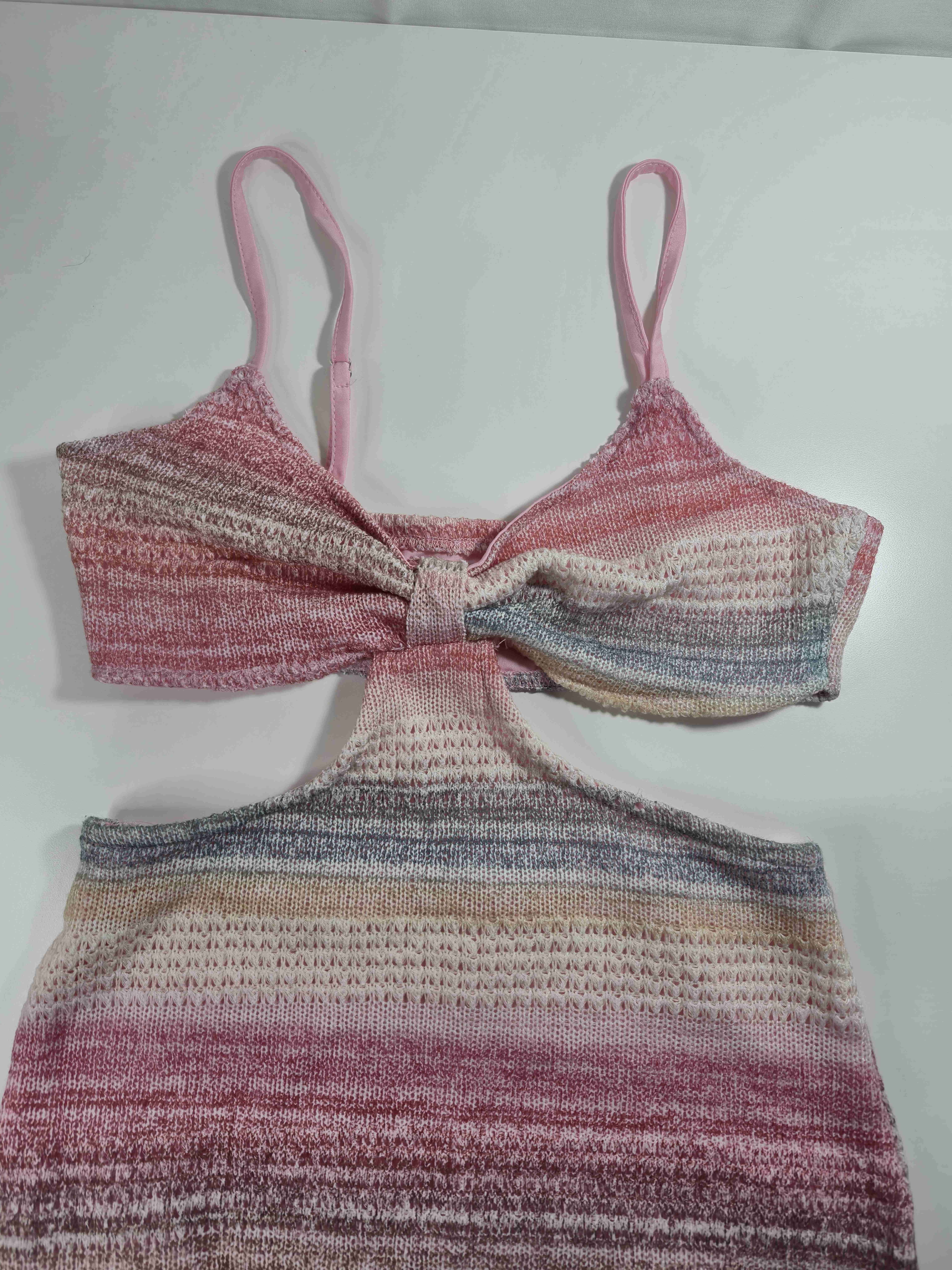 Vestido tejido a rayas multicolor talla M - miniatura 4