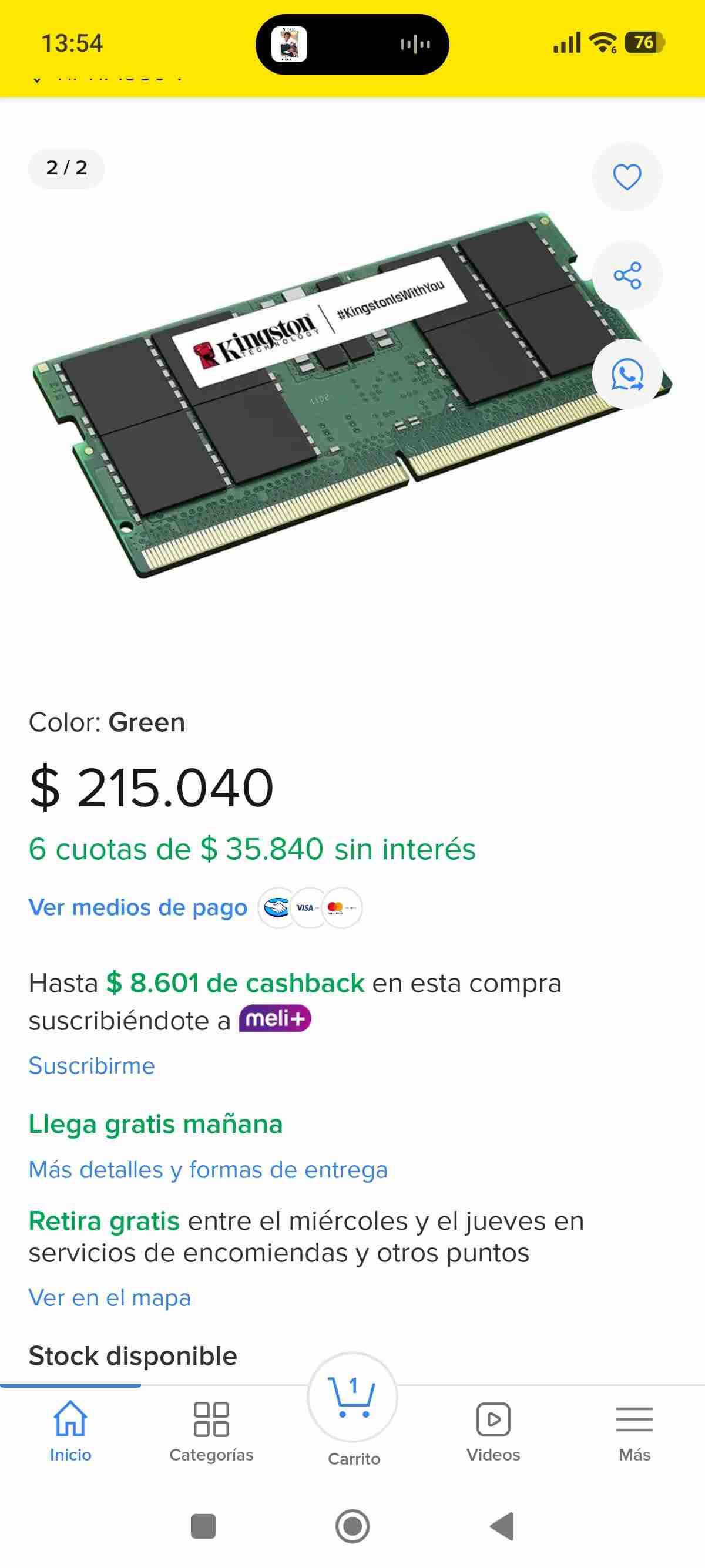 Memoria RAM Kingston 8GB DDR5 - miniatura 2