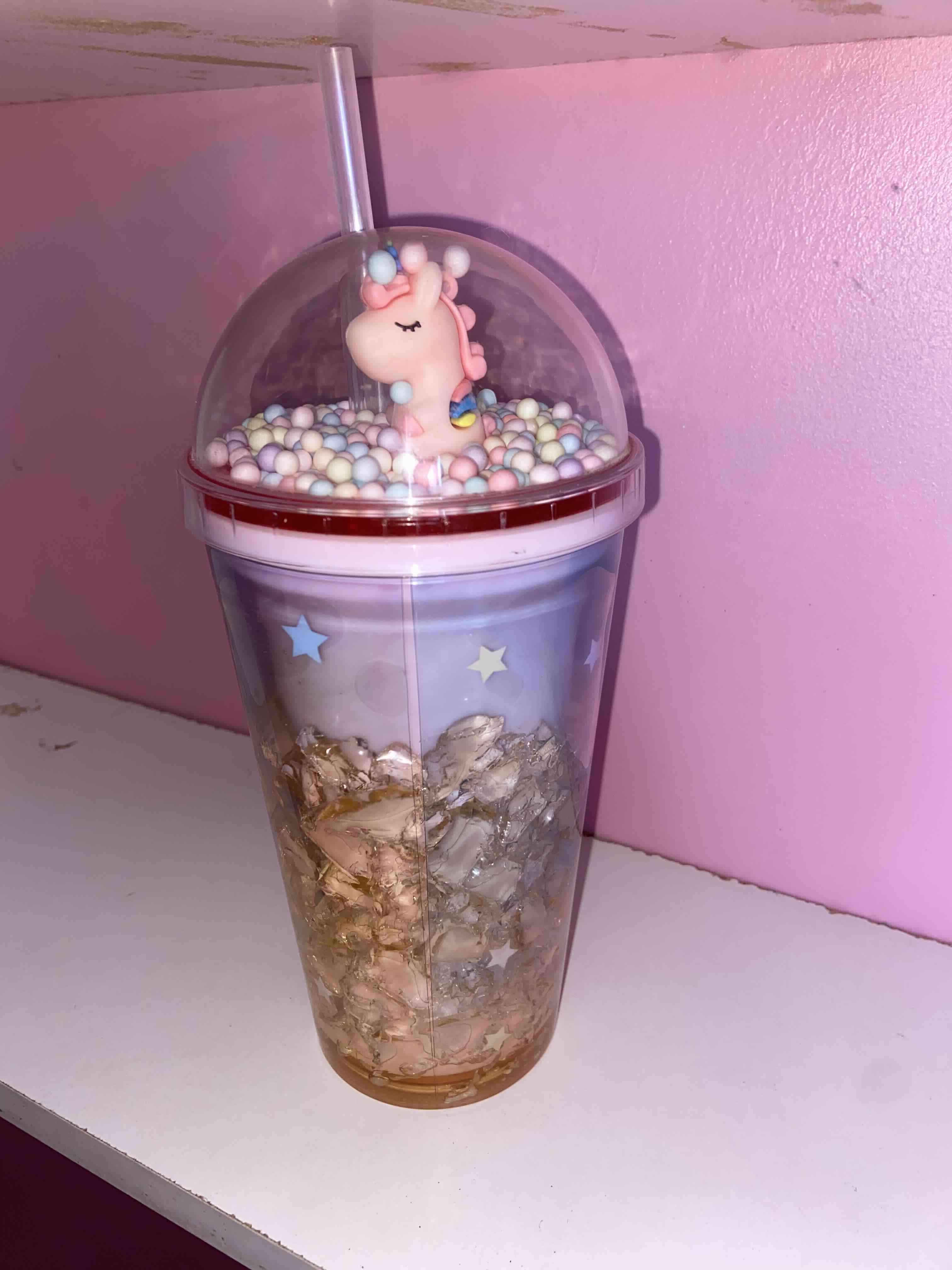 Vaso con diseño y tapa unicornio - miniatura 2