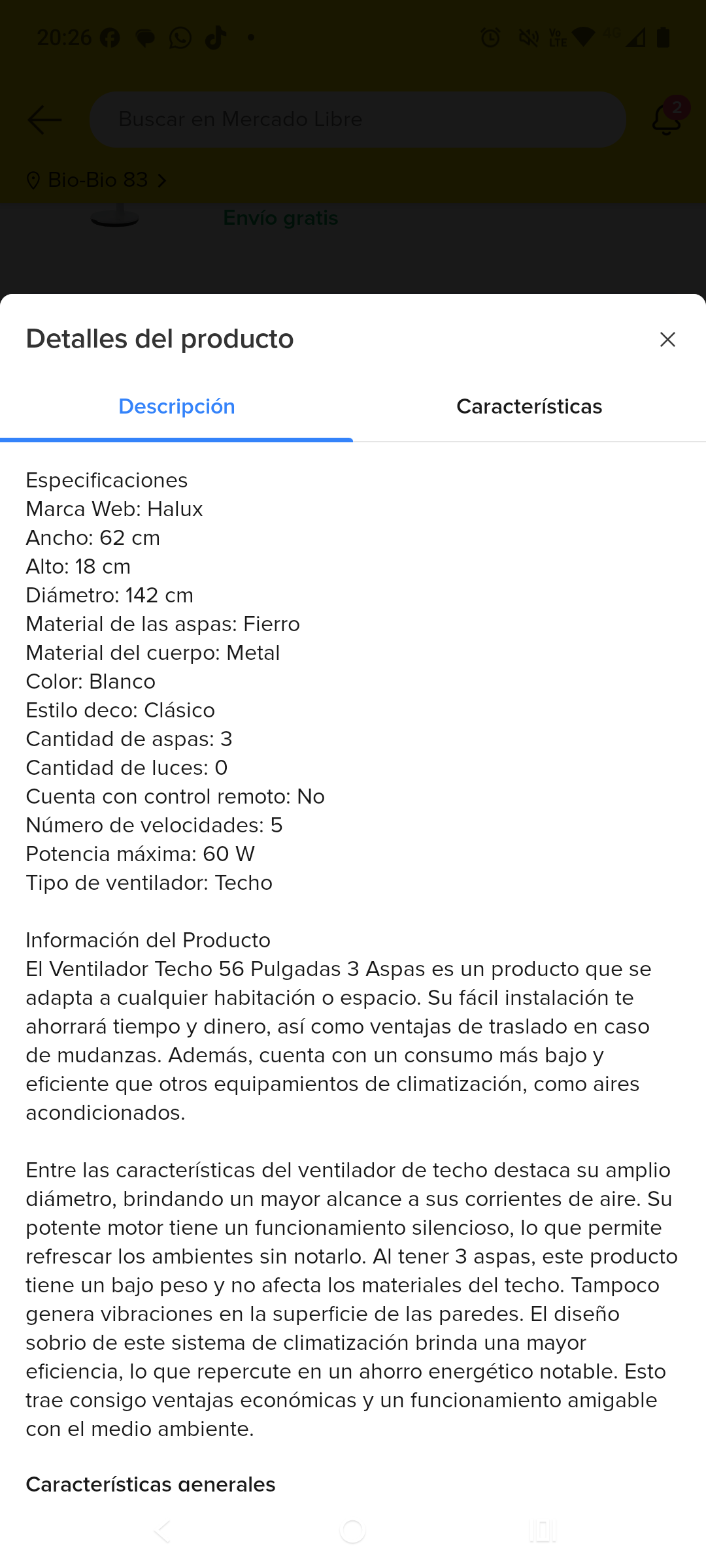 Ventilador de techo blanco - miniatura 5