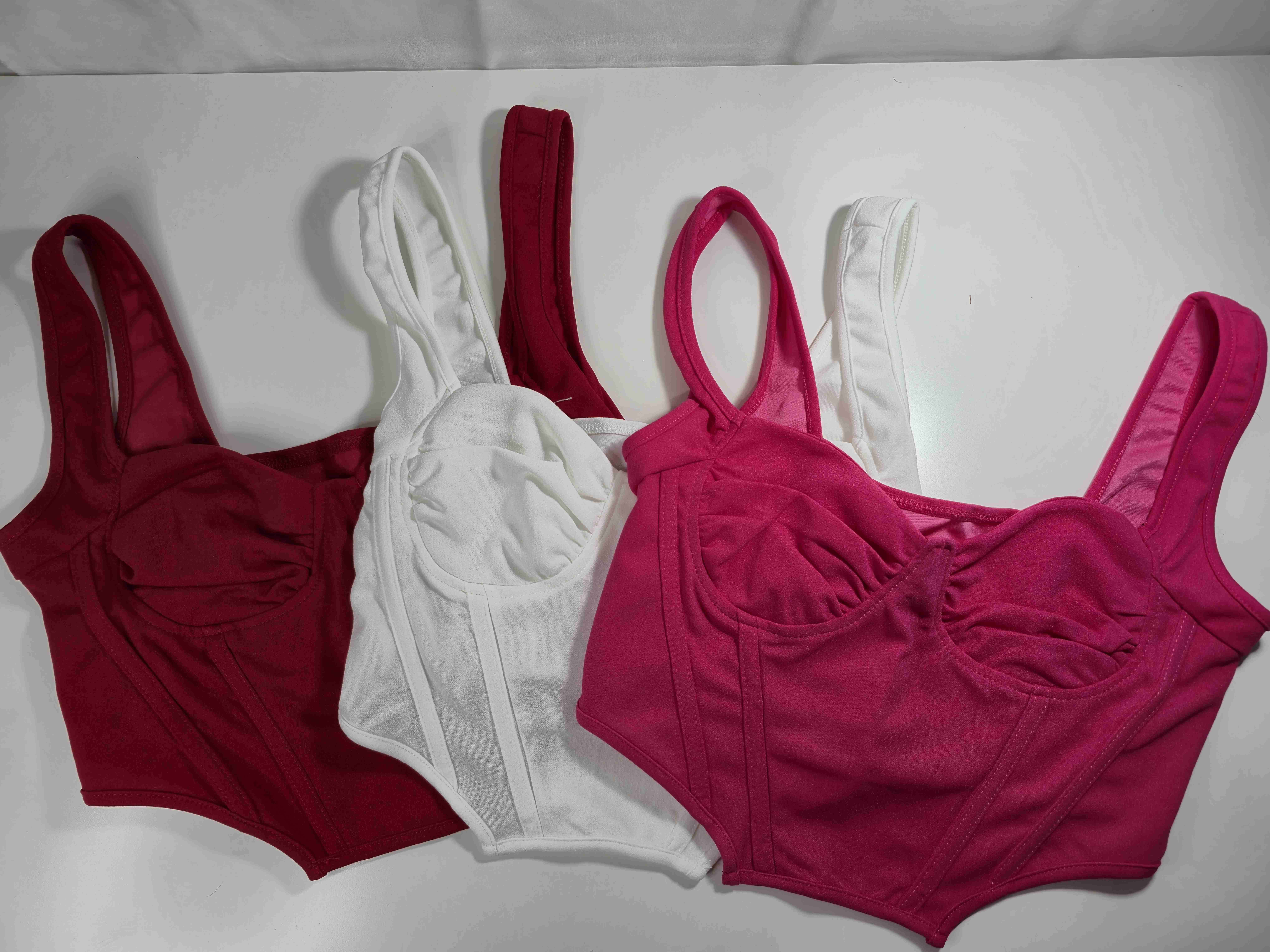 Set 3 Tops rojo blanco y fucsia tallas L - miniatura 5