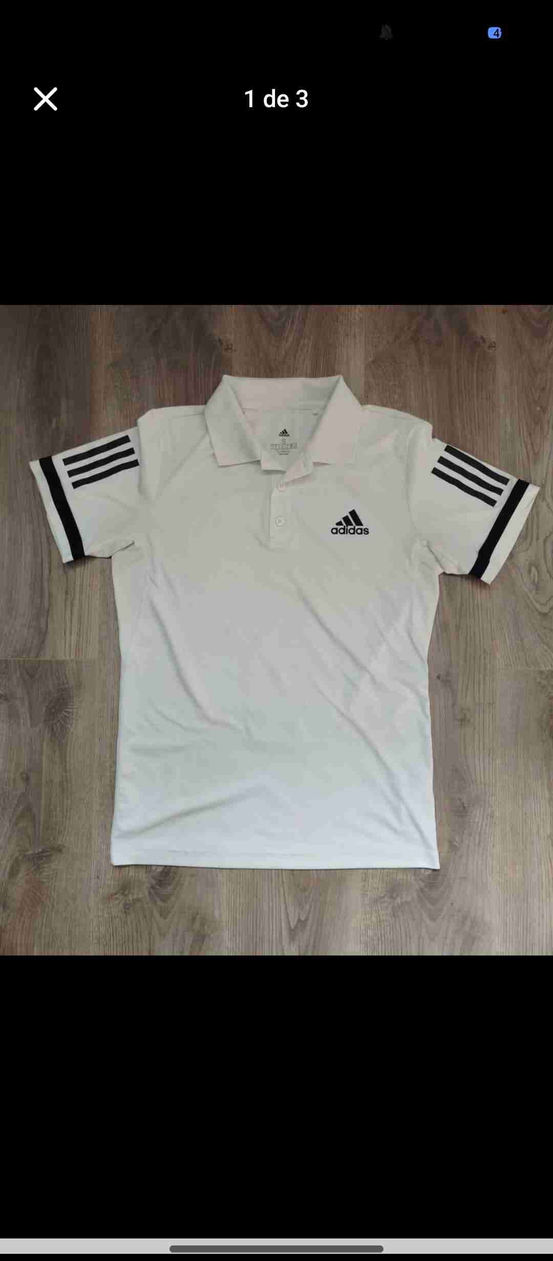 Polera blanca deportiva Adidas - miniatura 1