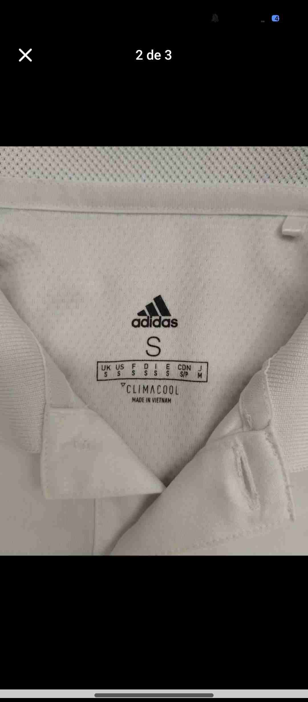 Polera blanca deportiva Adidas - miniatura 3