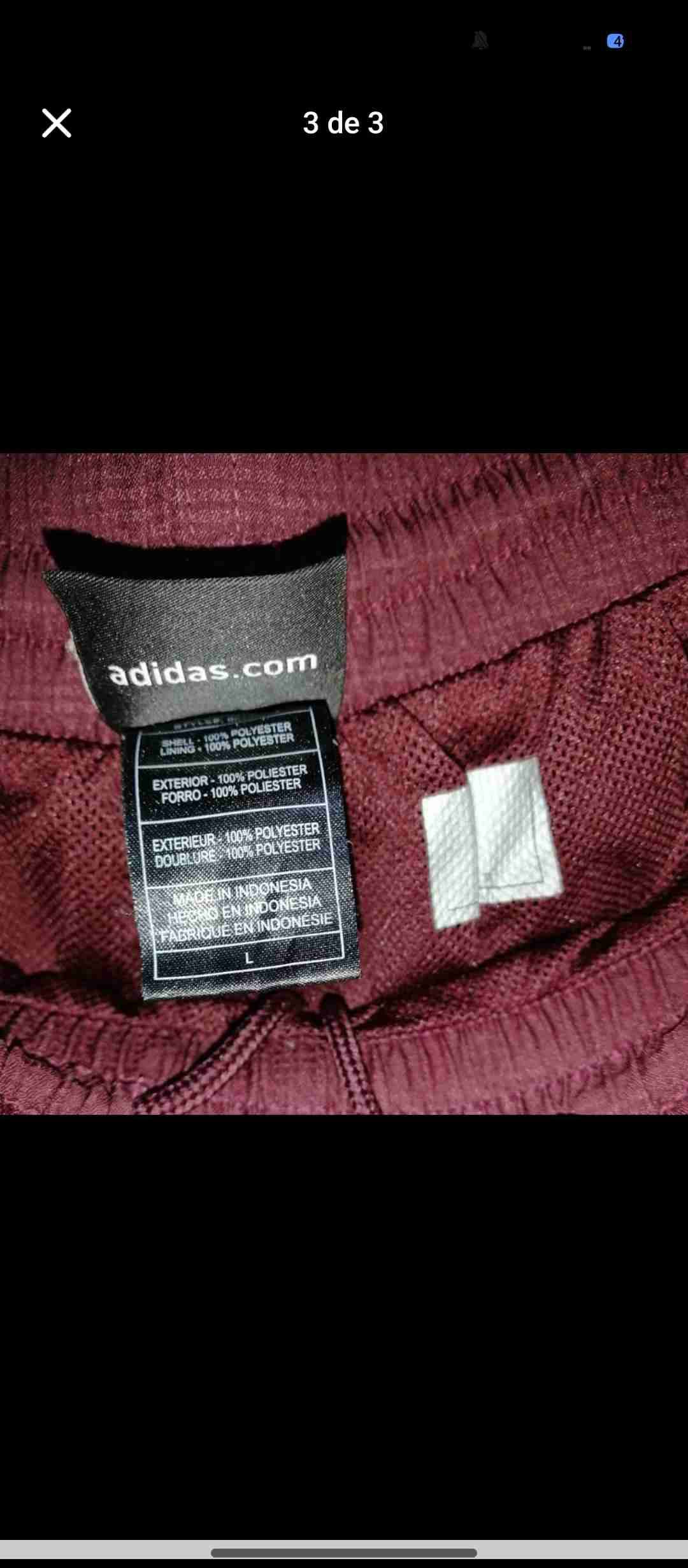 Pantalones deportivos burdeos Adidas - miniatura 3