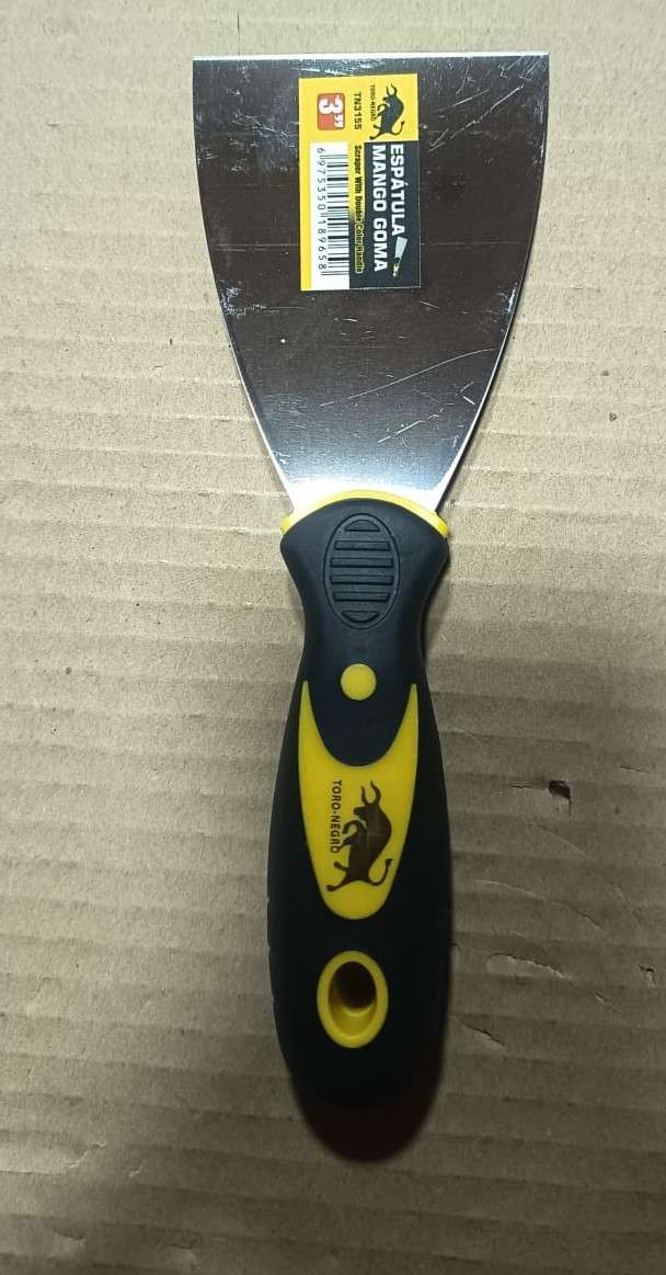 Espátula Metálica 3" Toro Negro - Mango de Goma - miniatura 1