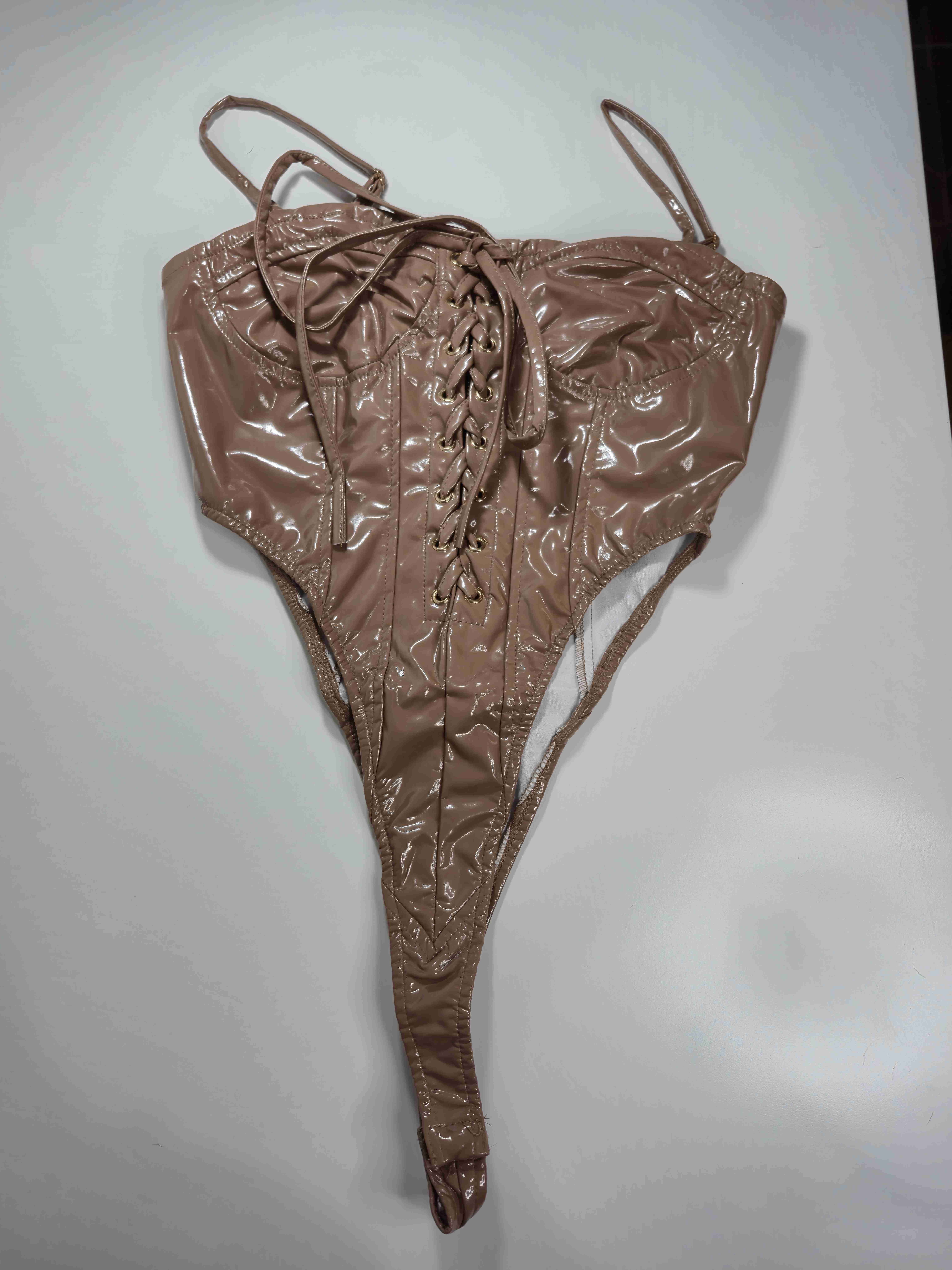 Body cuerina brillante café talla M - miniatura 2