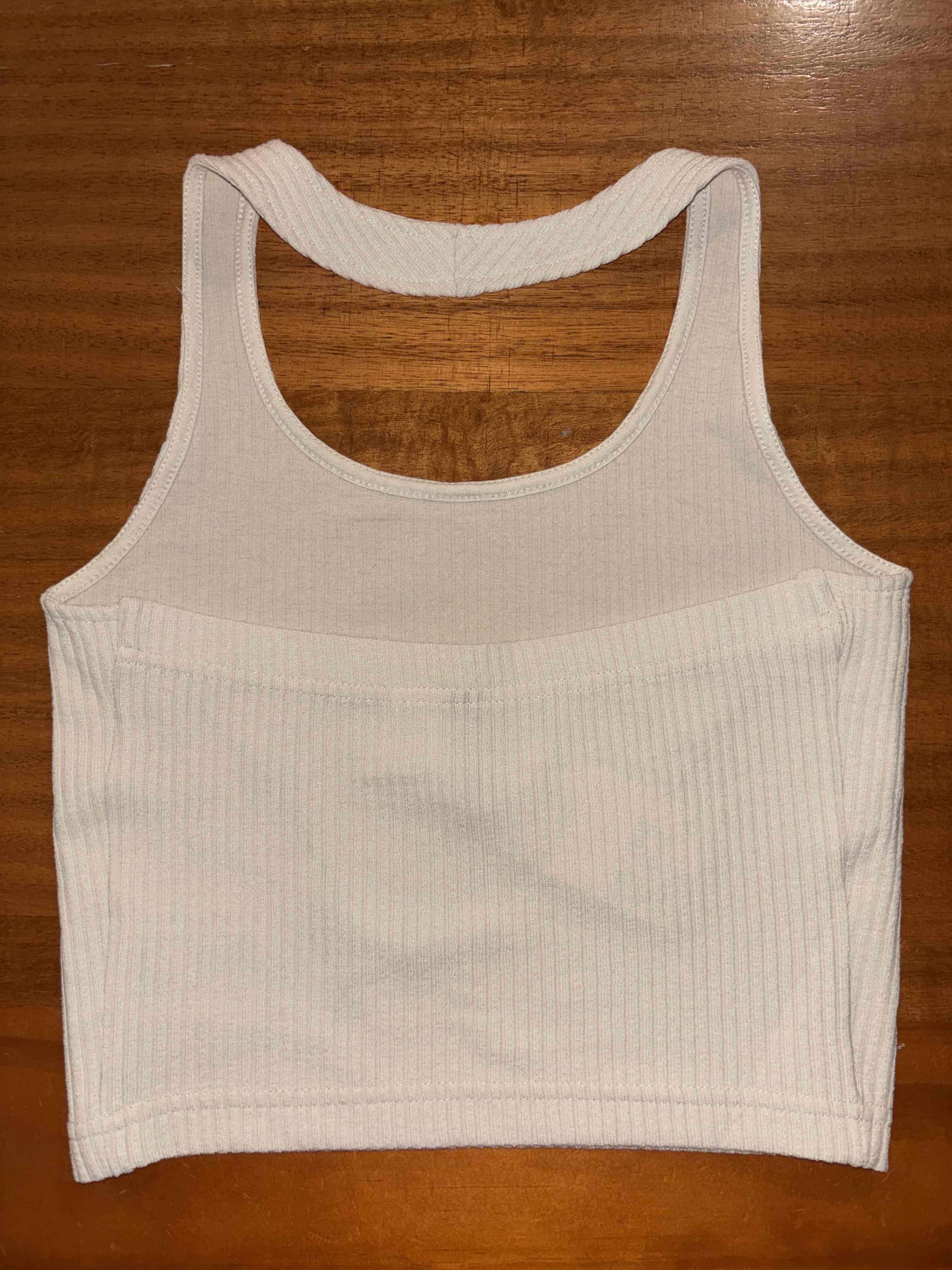 Top beige de algodón sin mangas - miniatura 4