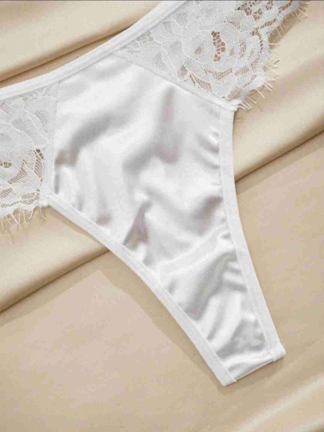 Set de lencería blanco con encaje talla S - miniatura 5