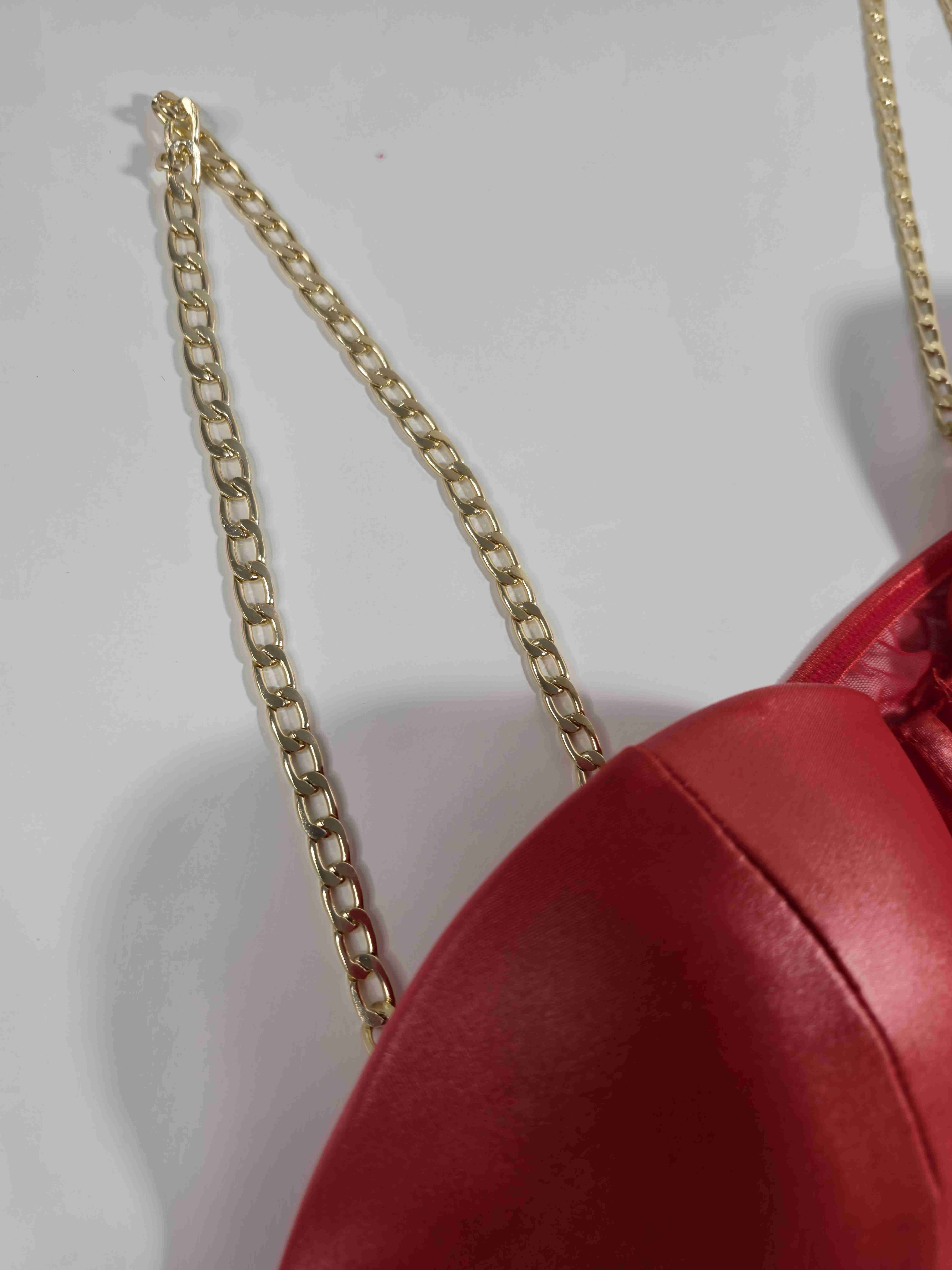 Body rojo con tiras de cadena doradas talla M - miniatura 3