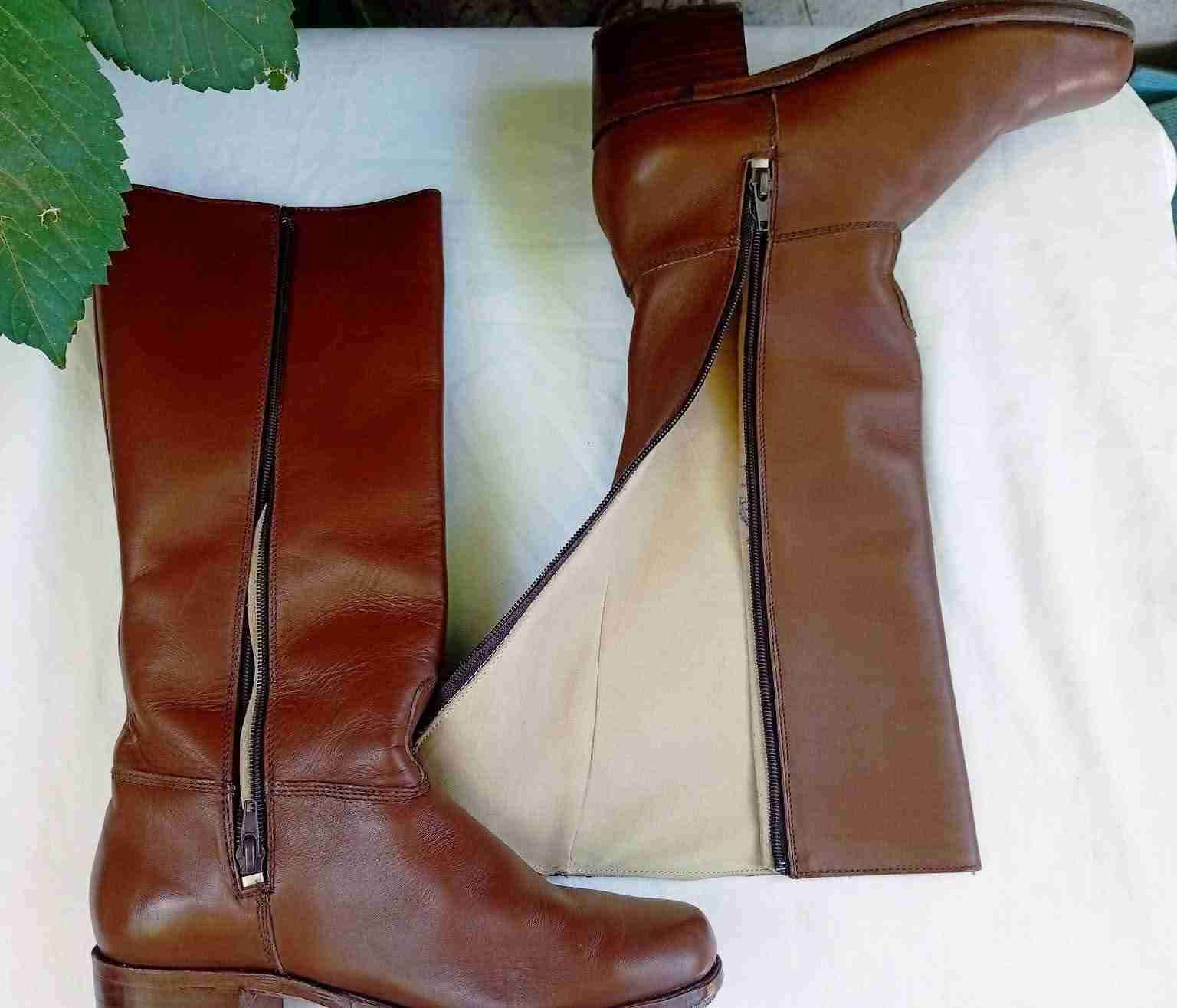 Botas largas de cuero café - miniatura 2