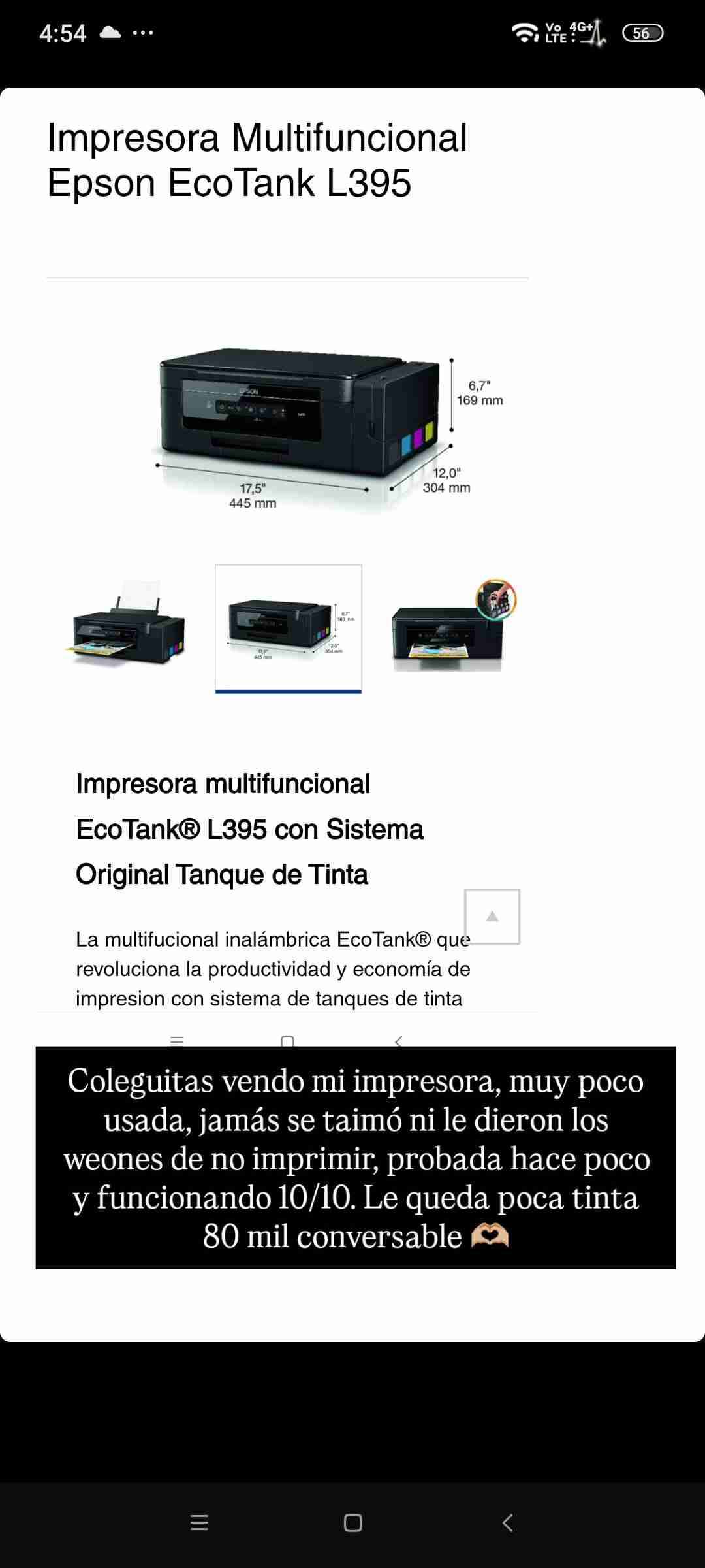 Impresora multifuncional Epson L395 - miniatura 2