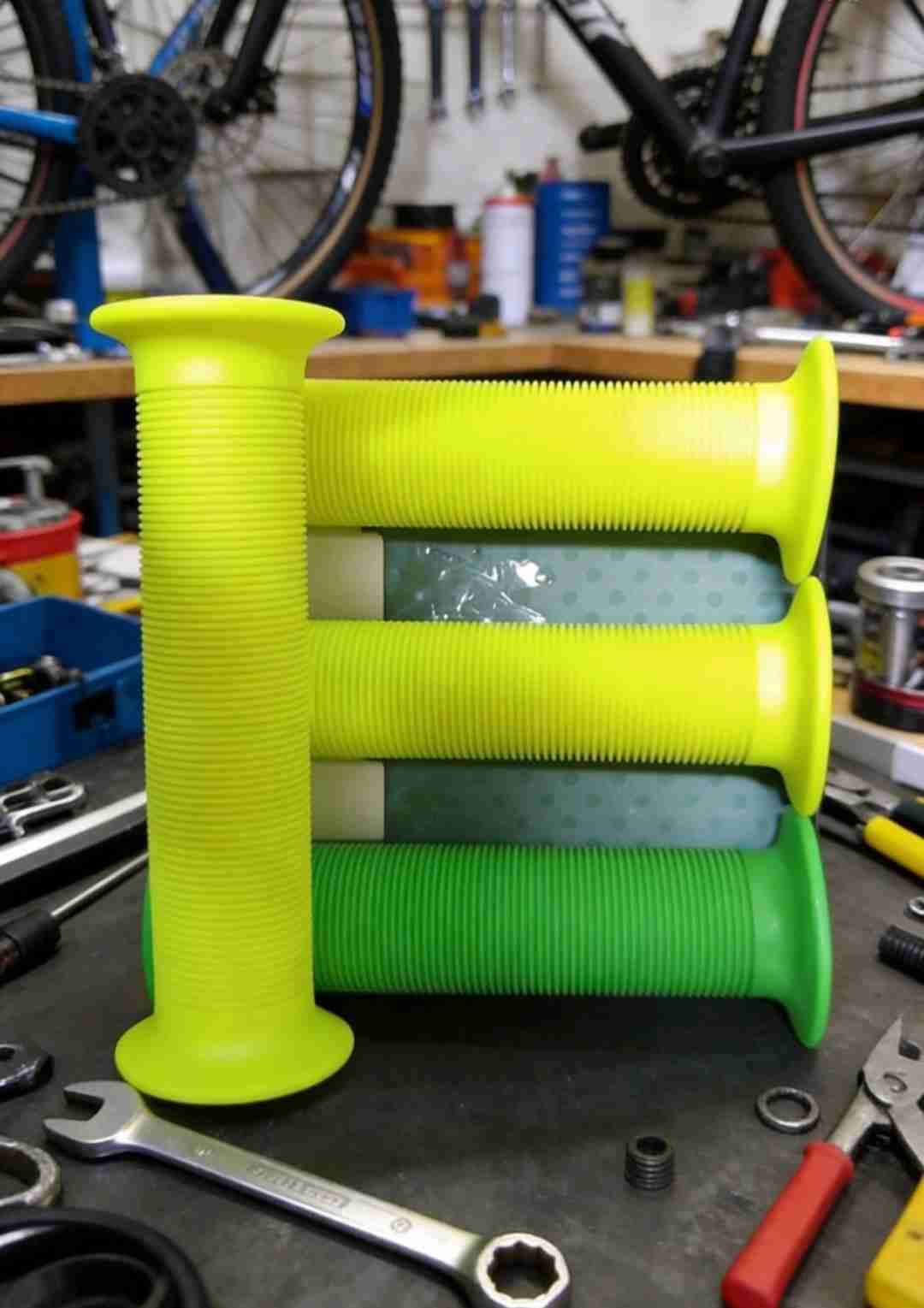 Puños para bicicleta verde flúor