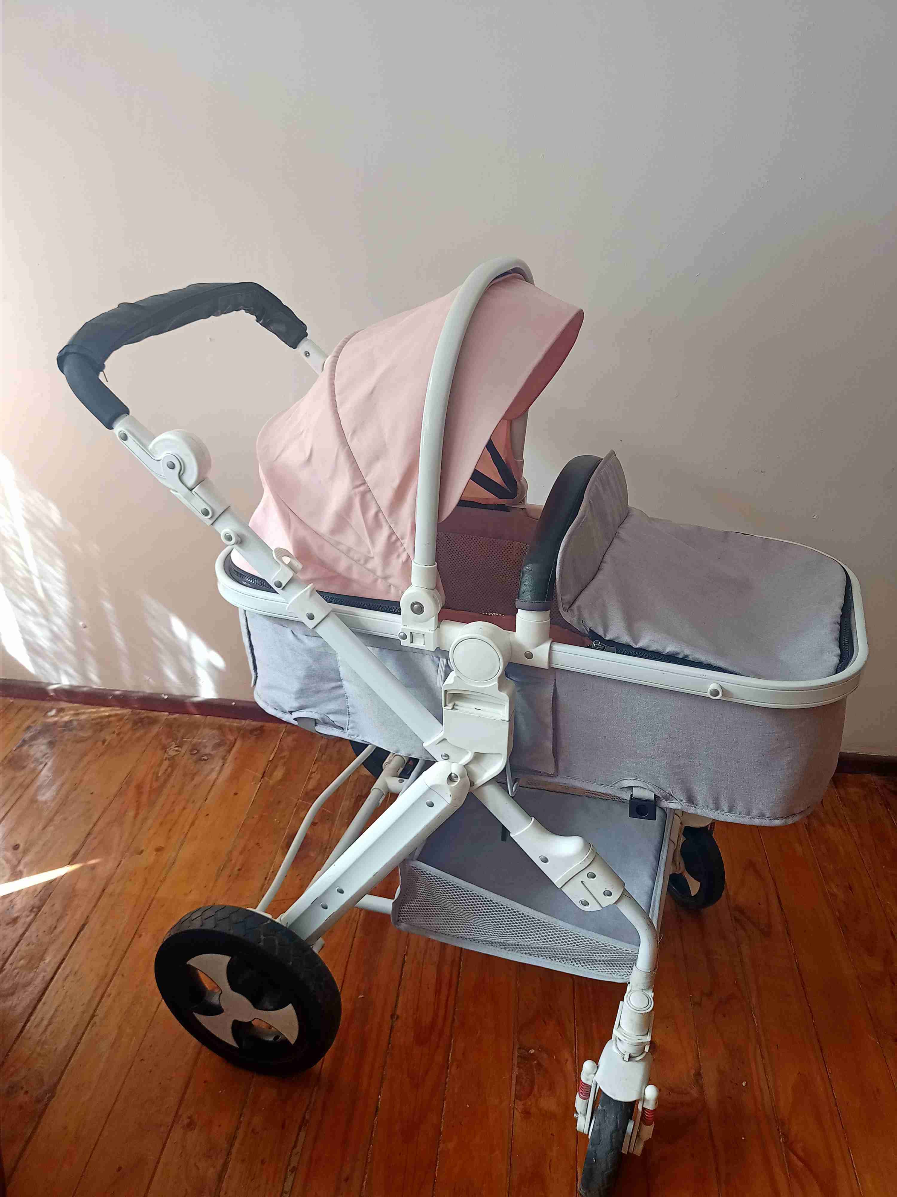 Coche cuna  y silla  para bebé rosado kidscool - miniatura 5