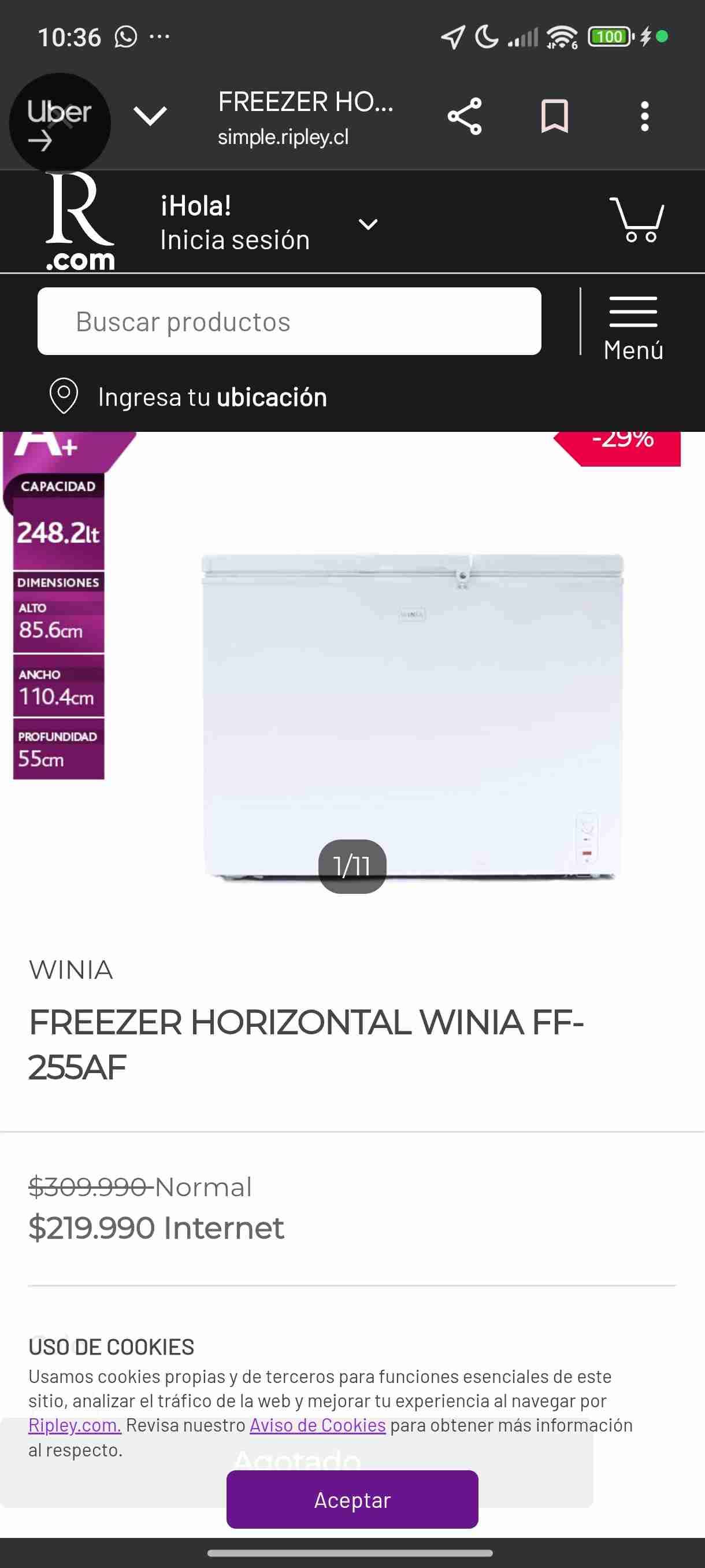 Refrigerador Winia compacto - miniatura 3