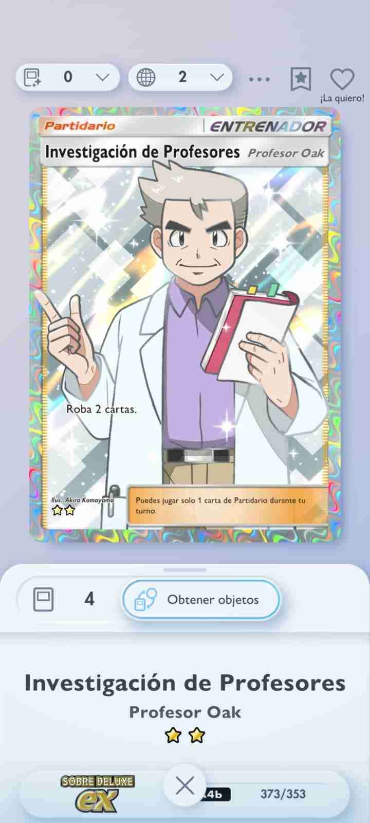 Carta Pokémon Profesor Oak