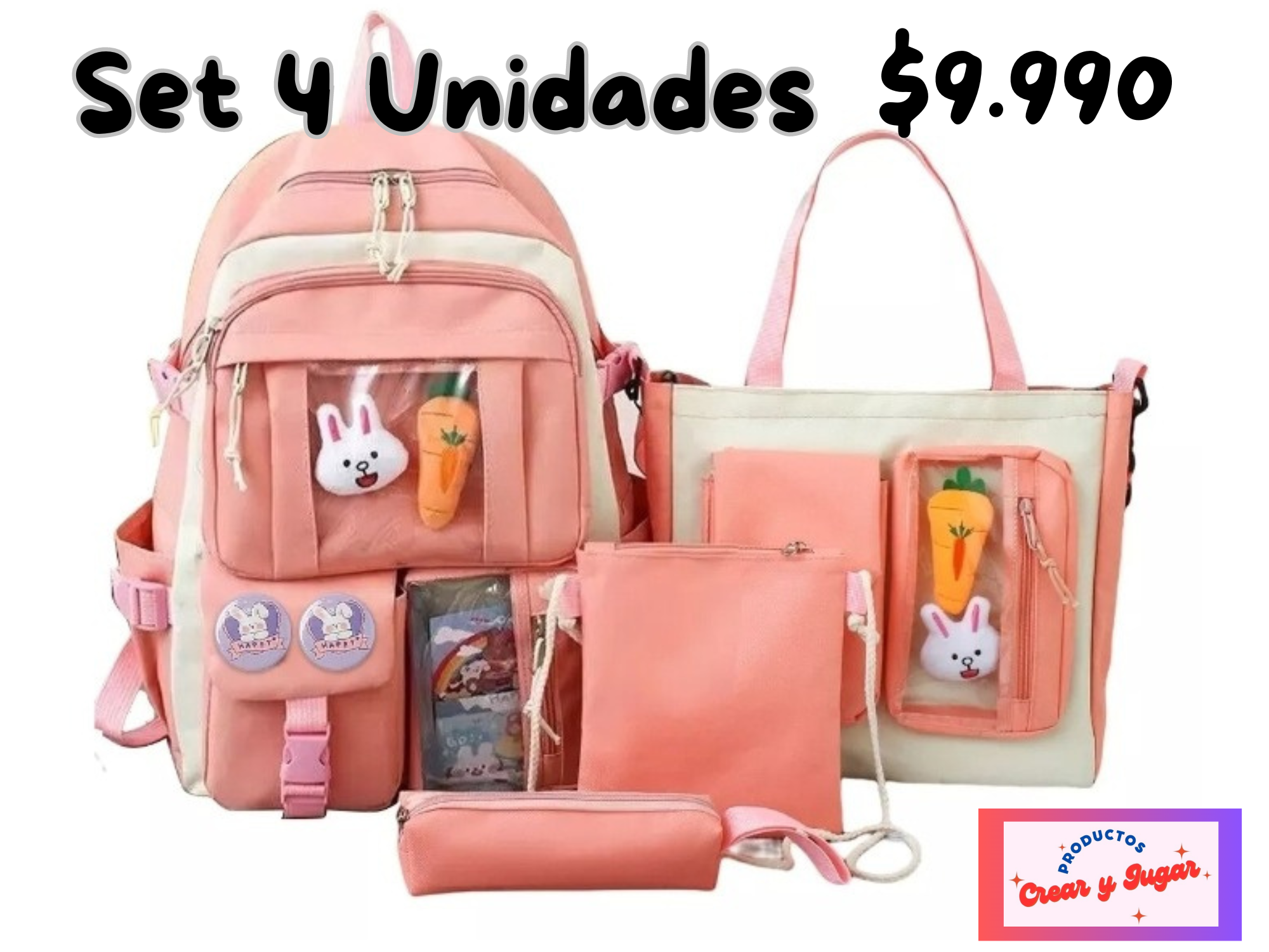 Set mochilas y estuches rosa