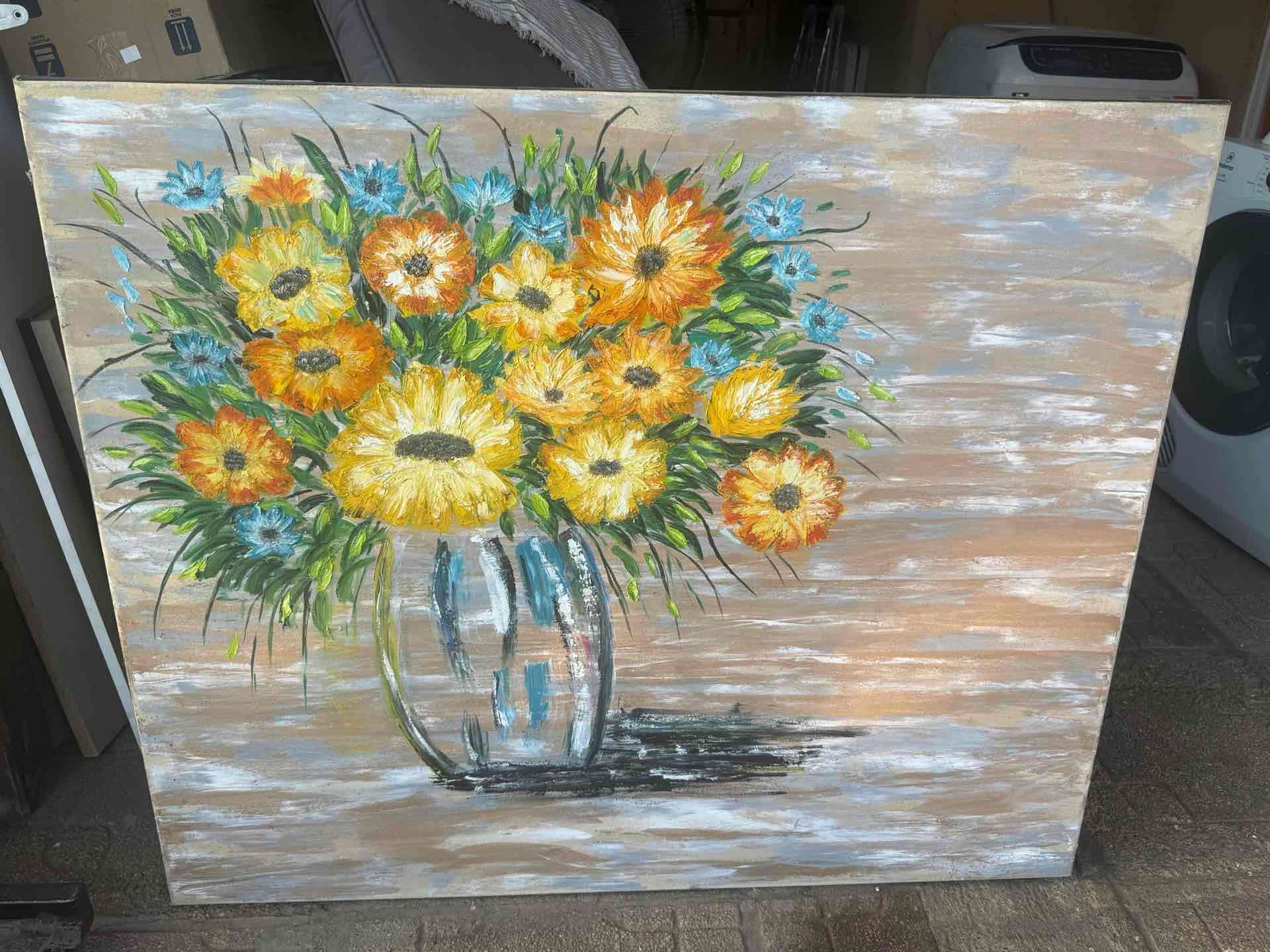 Cuadro de flores al óleo grande