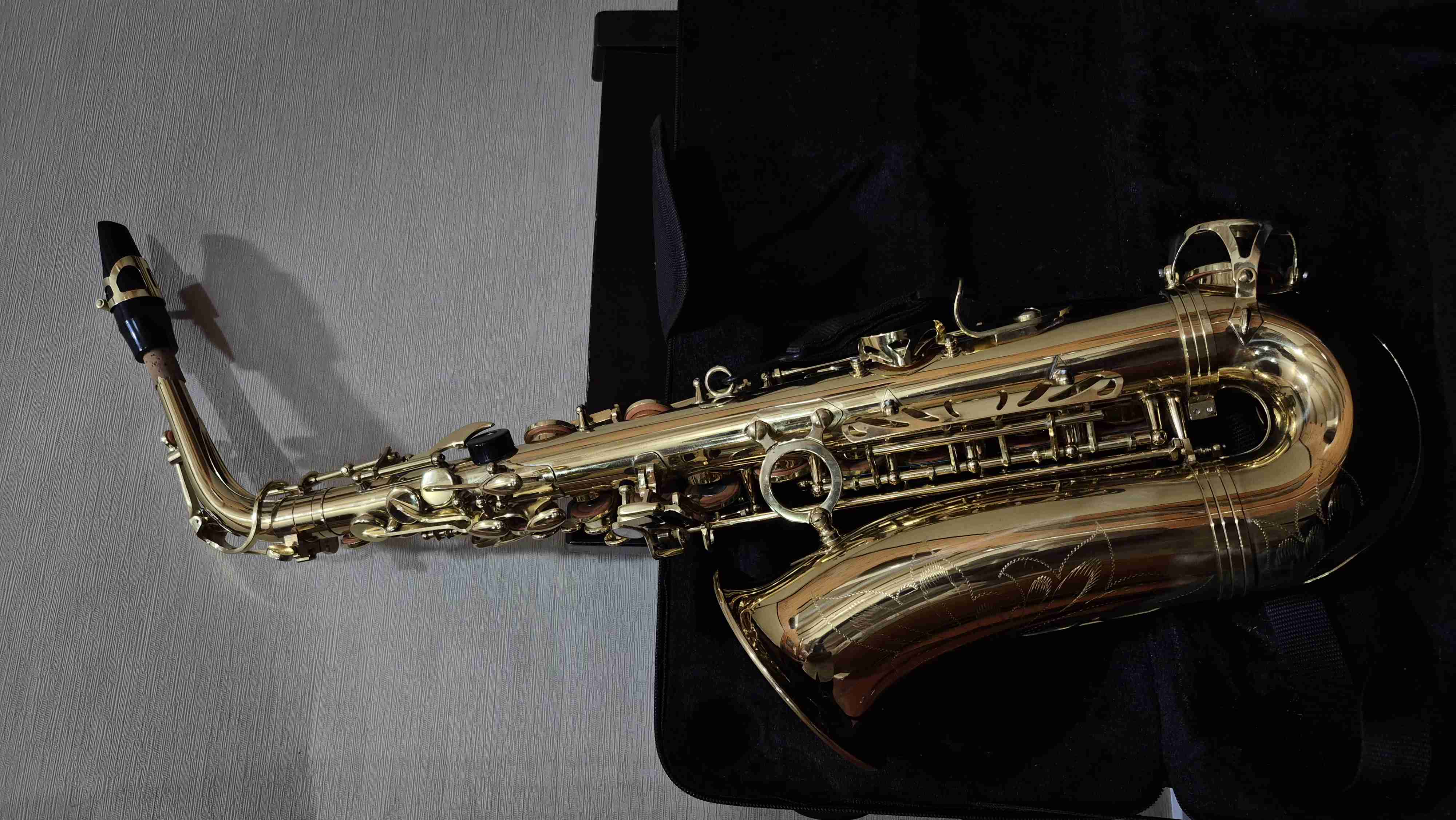 Saxofón alto dorado con estuche - miniatura 5