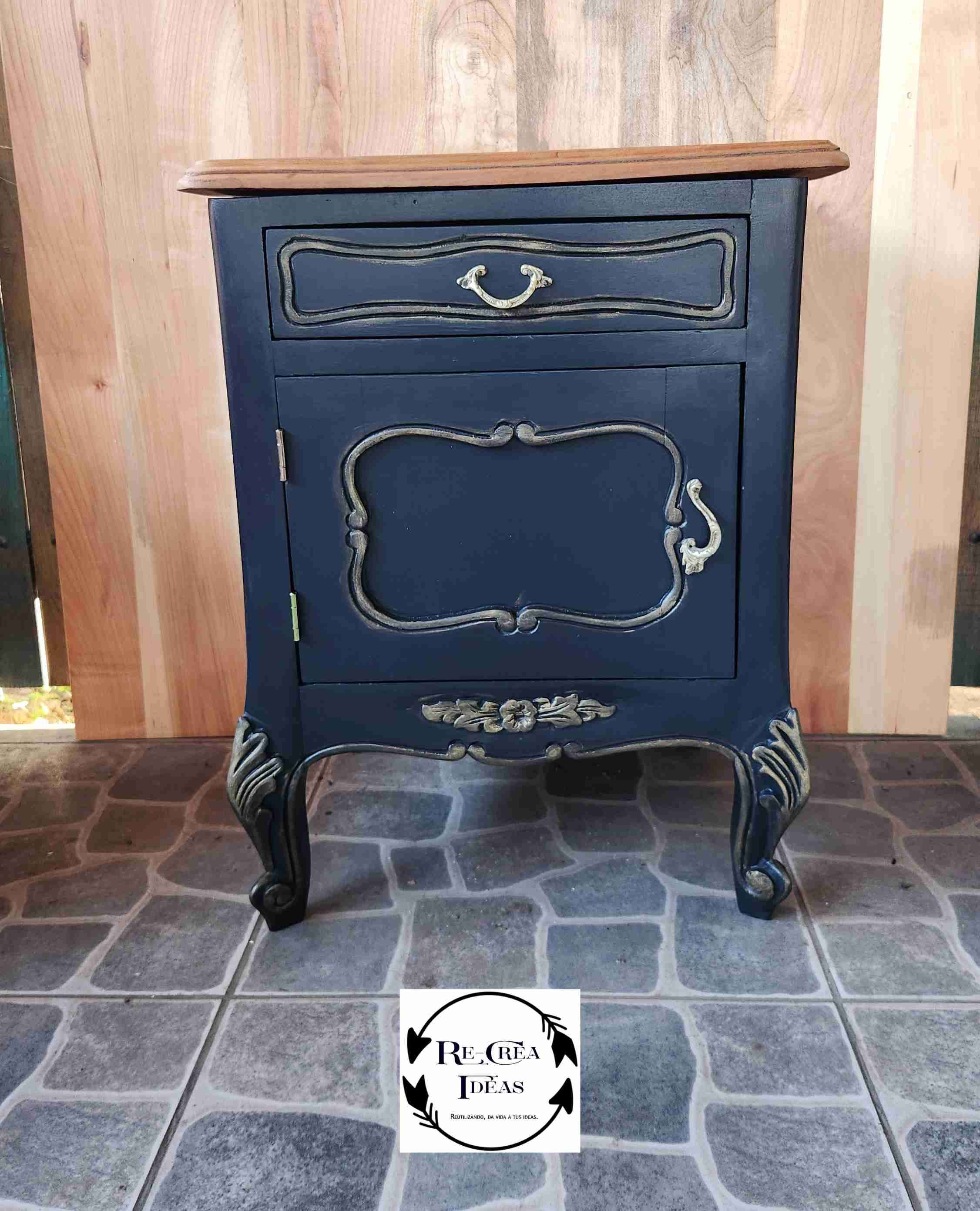 Velador vintage negro restaurado - miniatura 1