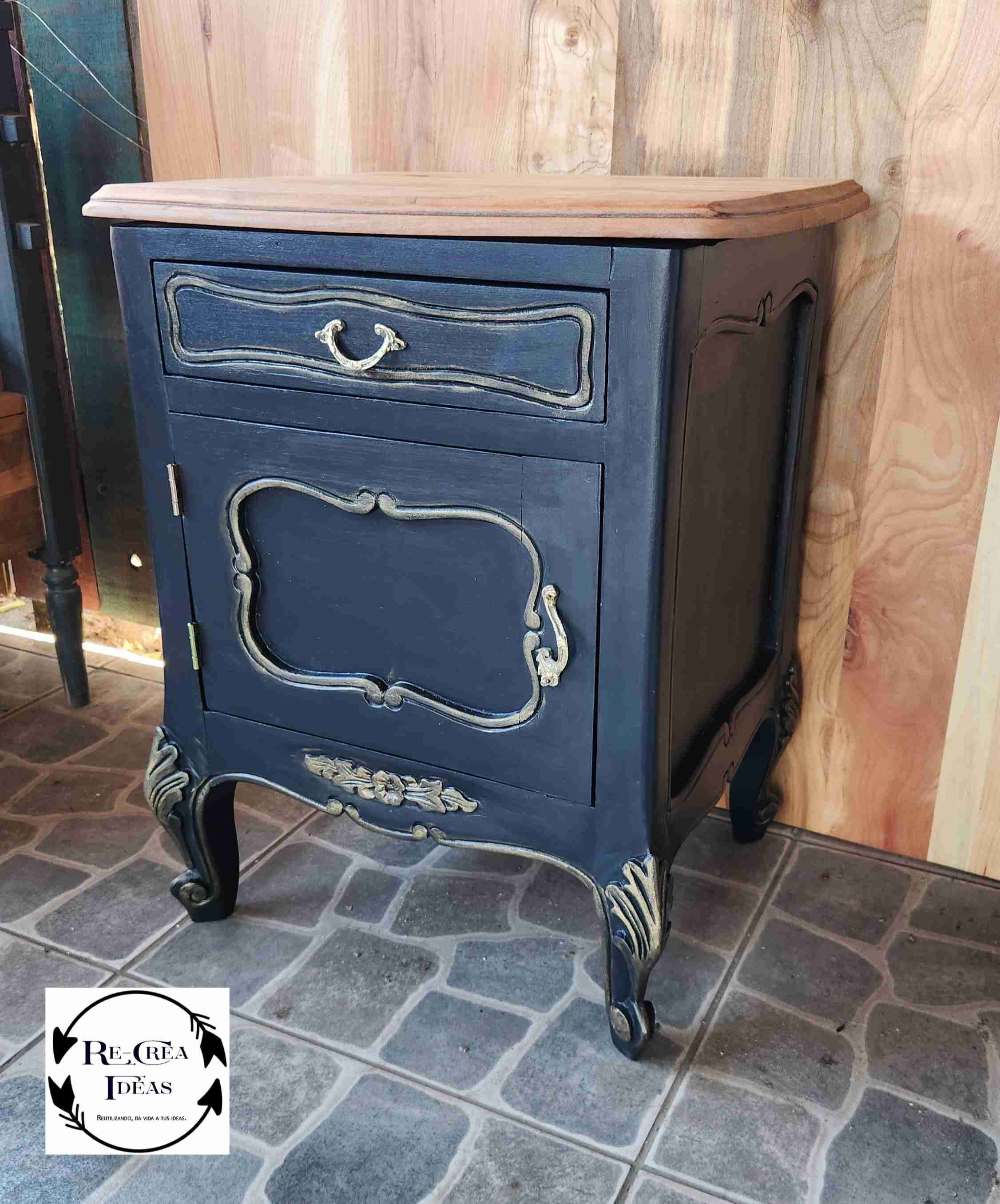 Velador vintage negro restaurado - miniatura 2