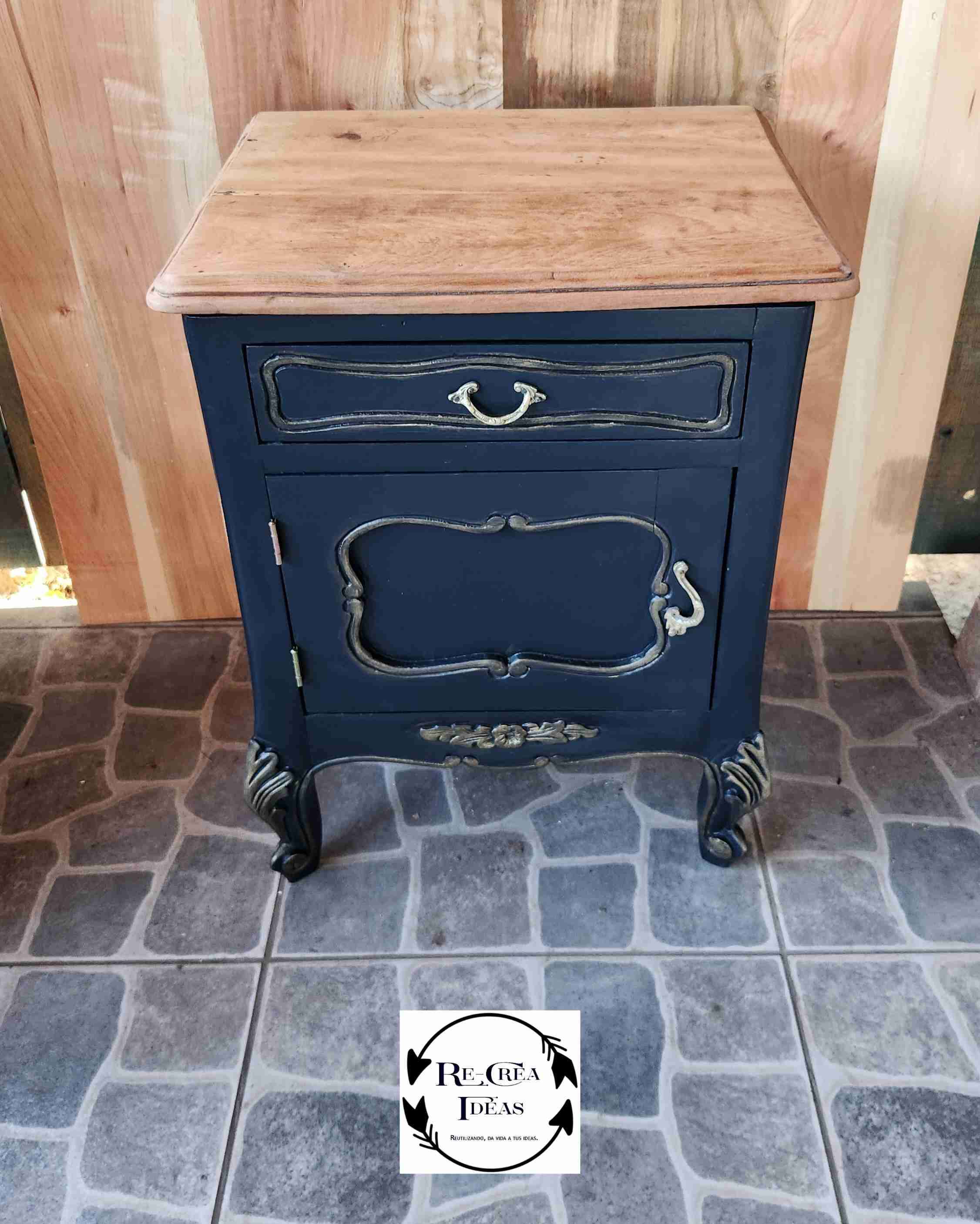 Velador vintage negro restaurado - miniatura 3