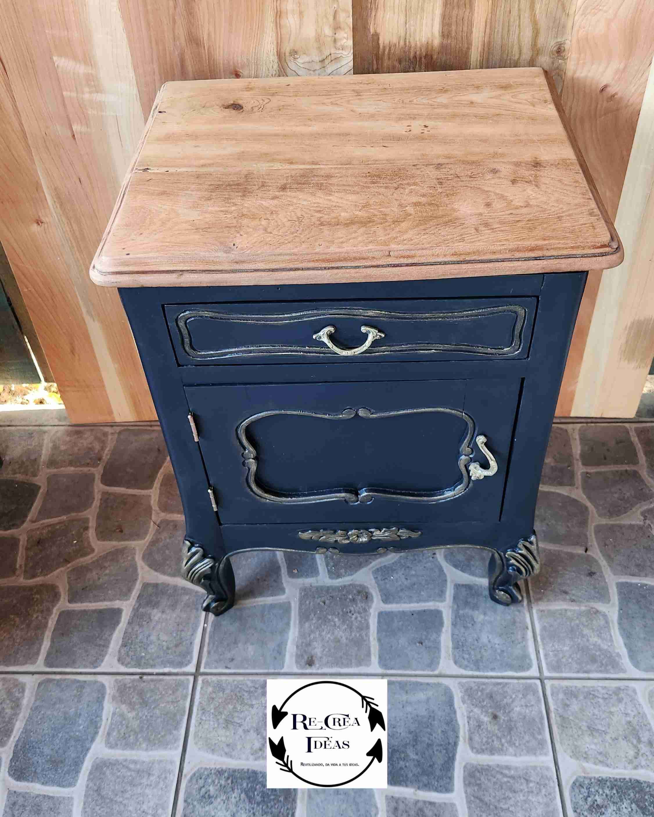 Velador vintage negro restaurado - miniatura 4