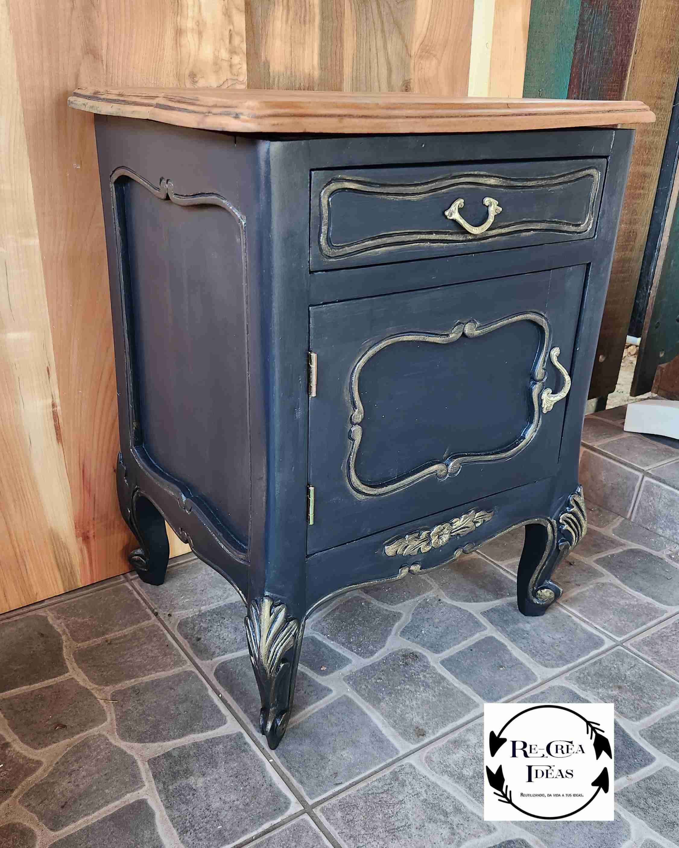 Velador vintage negro restaurado - miniatura 5