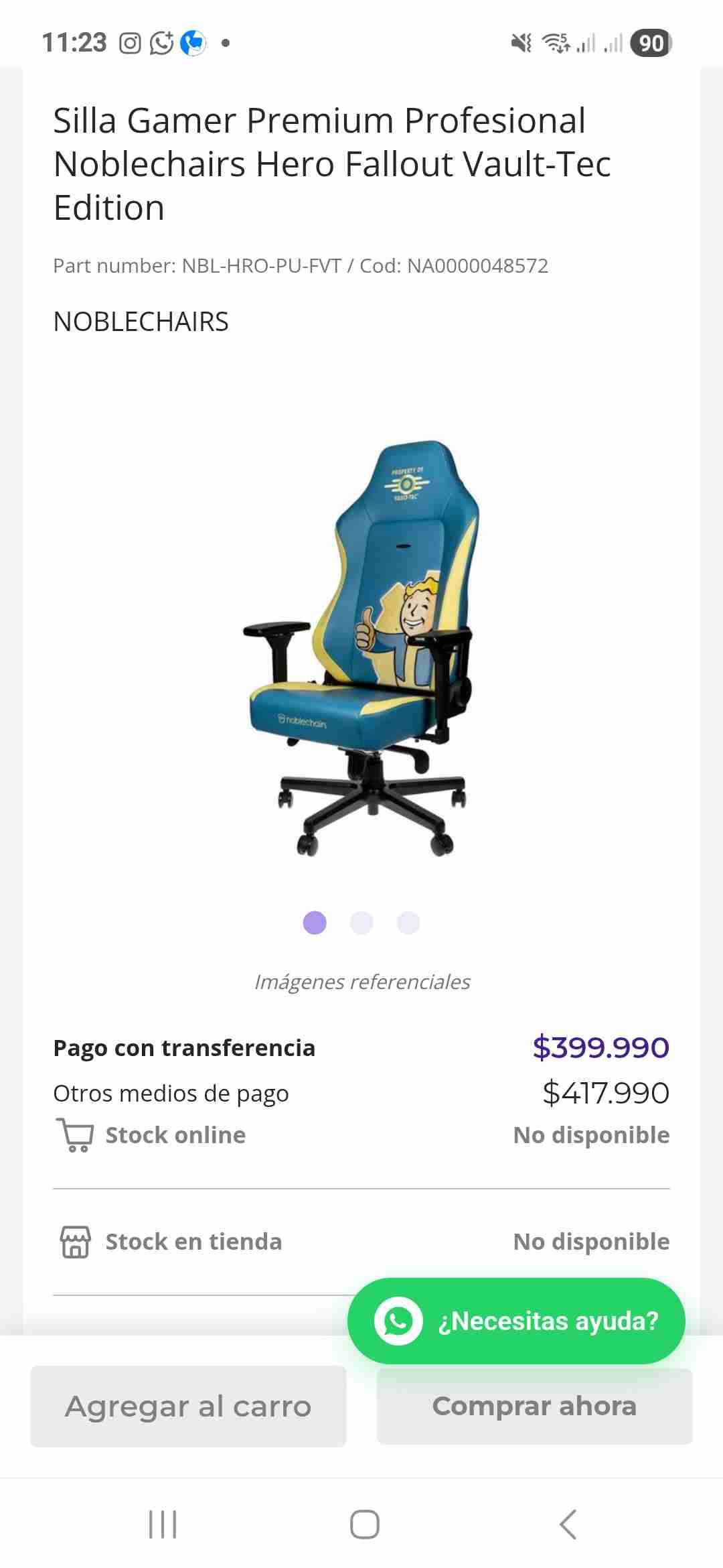 Silla gamer azul Vault-Tec - miniatura 3