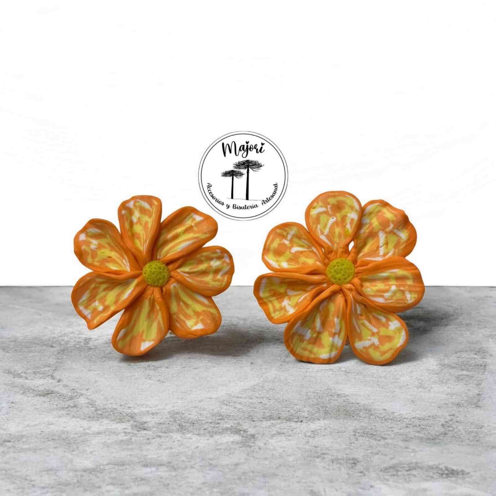 Aros florales artesanales naranjas