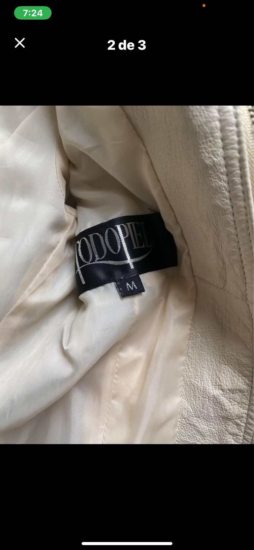 Chaqueta de cuero beige - miniatura 2