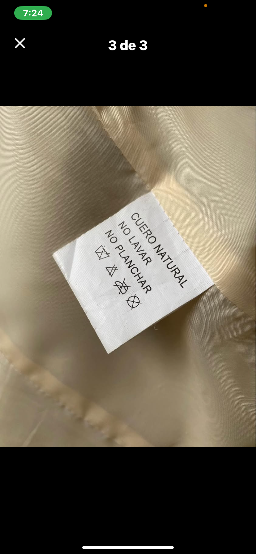 Chaqueta de cuero beige - miniatura 3