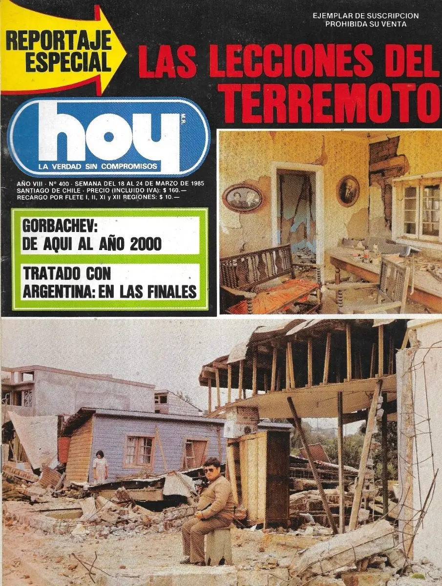 Revista Hoy N 400 / 18 A 24 Marzo 1985 / Terremoto - miniatura 1