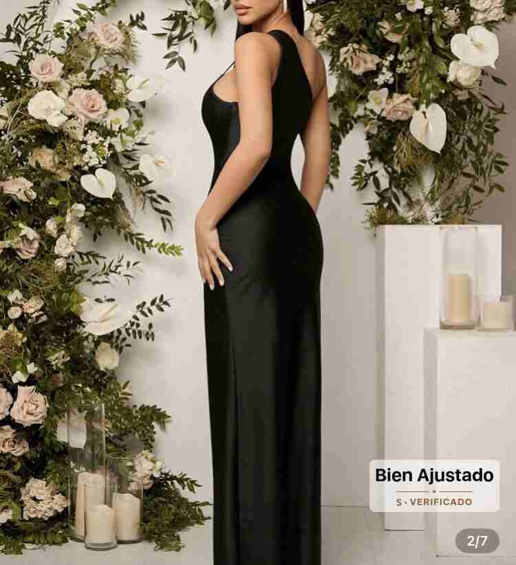 Vestido elegante negro asimétrico - miniatura 2