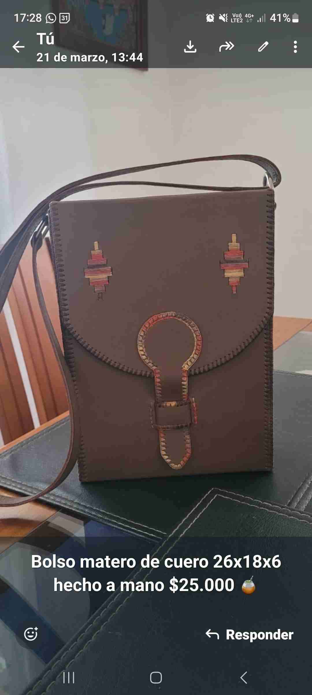 Bolso matero de cuero artesanal - miniatura 1