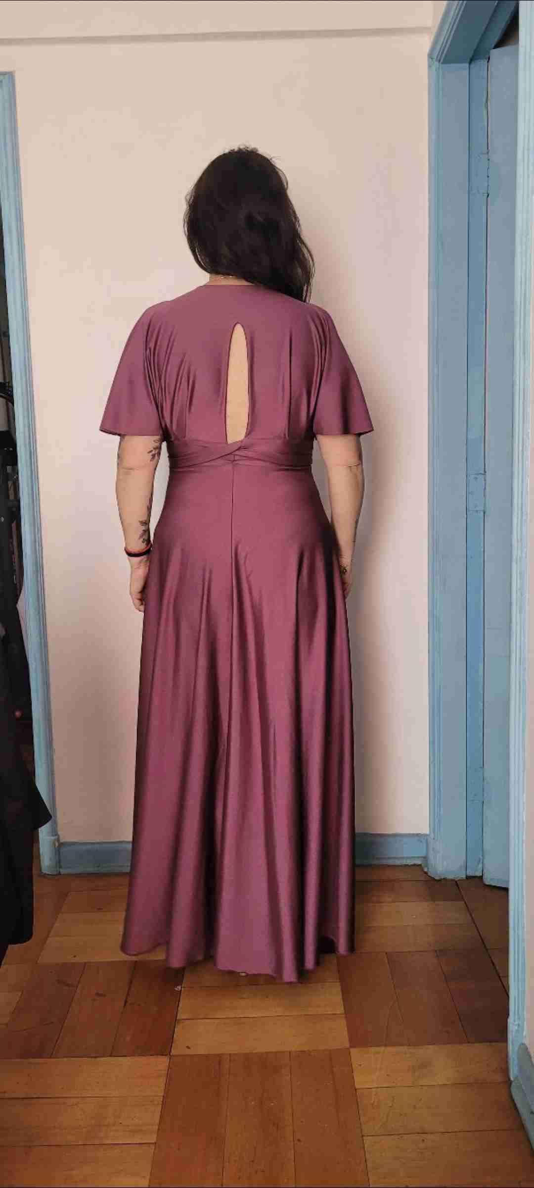 Vestido largo morado elegante - miniatura 2