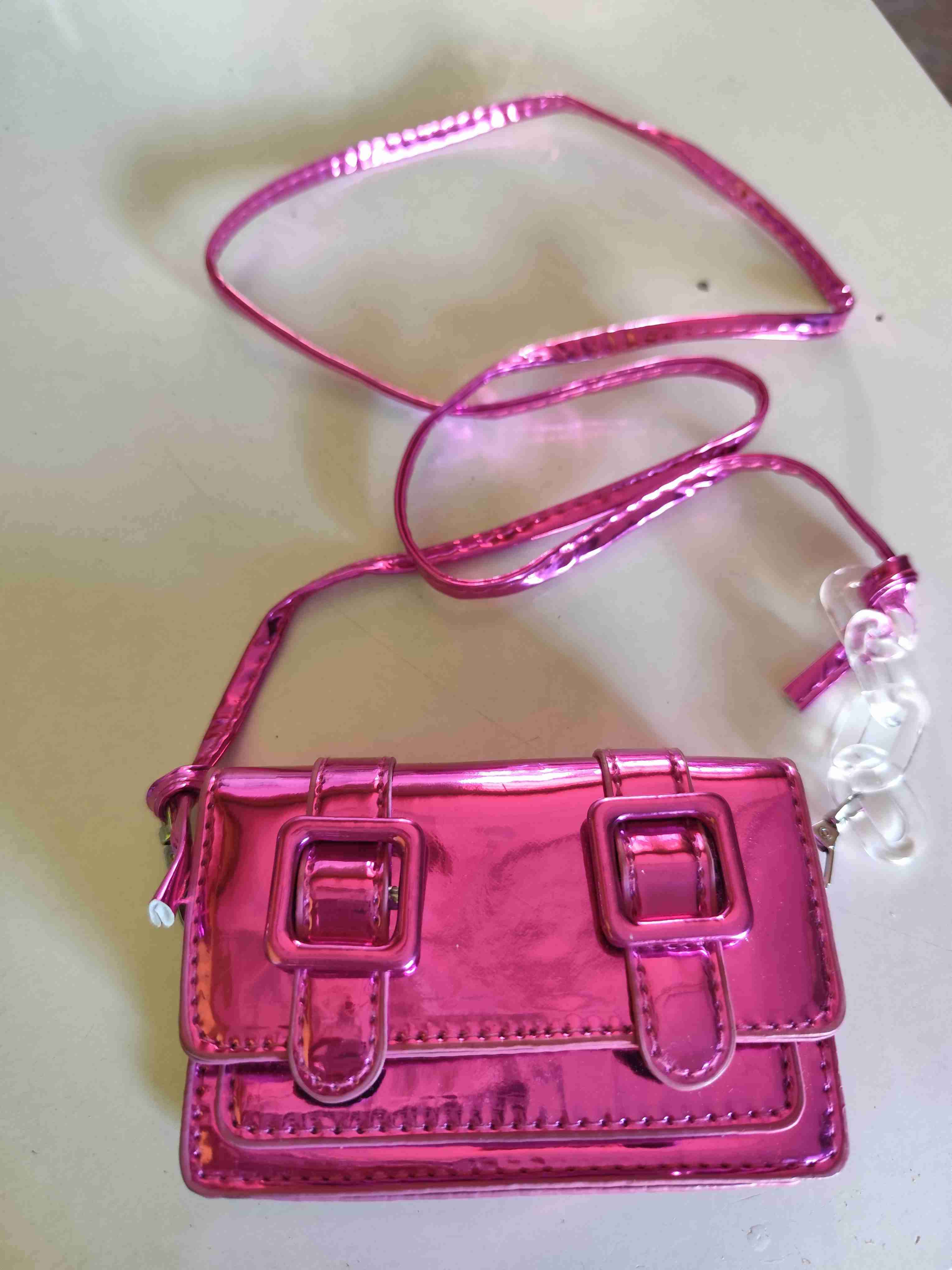 Pequeño bolso rosa metálico - miniatura 1