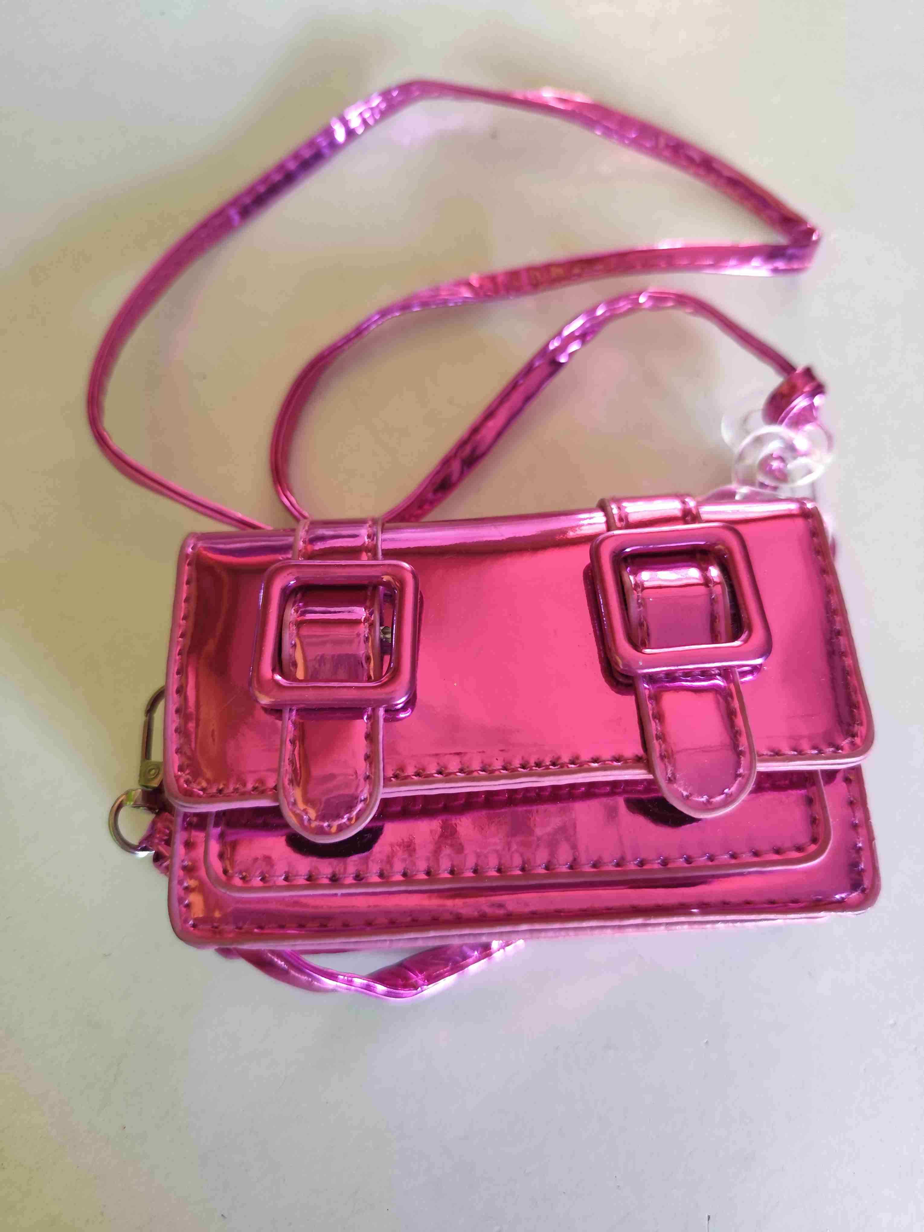 Pequeño bolso rosa metálico - miniatura 2