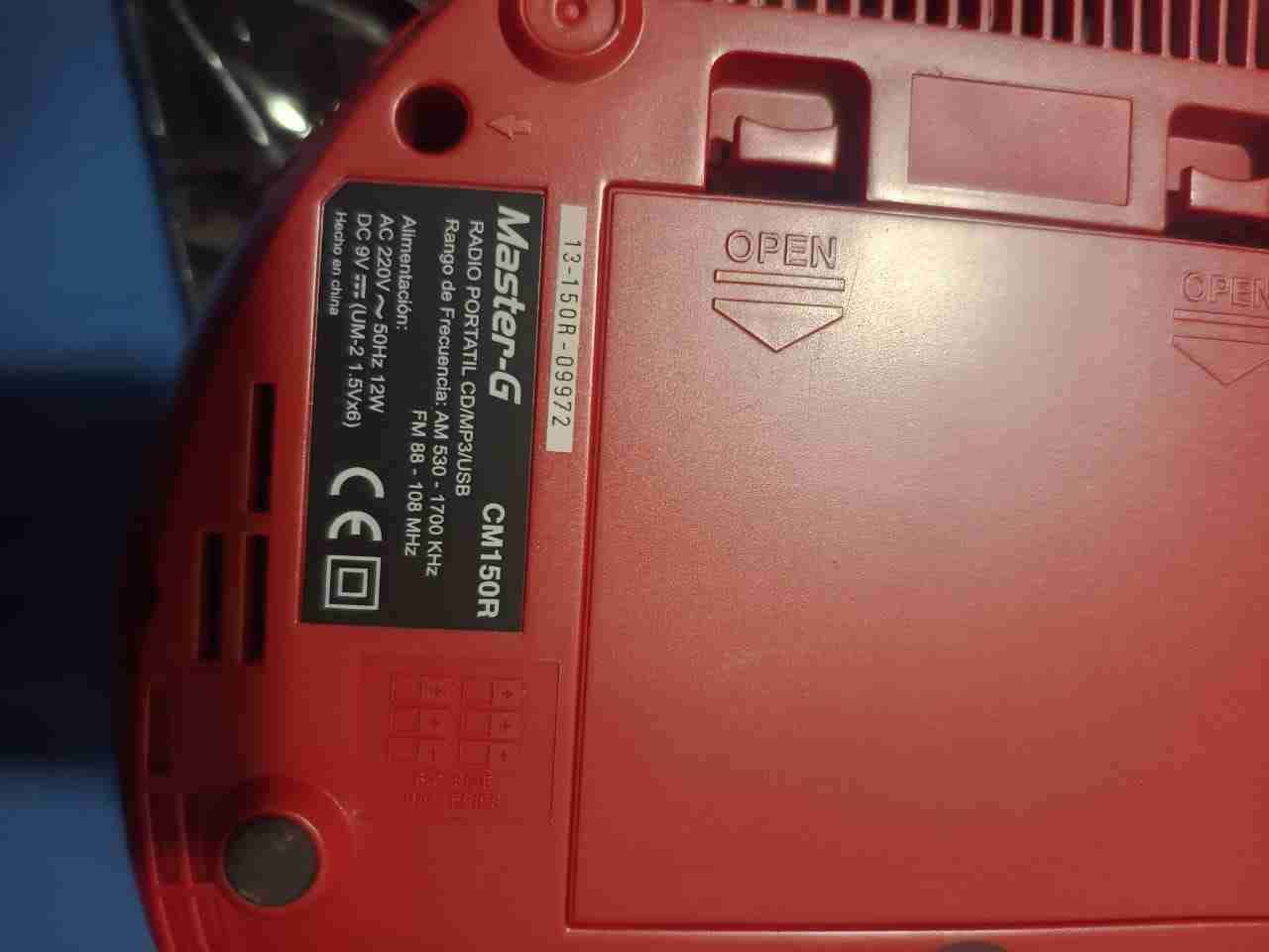 Radio Portátil Master-G CM150R - NUEVA (CD/USB/MP3 - miniatura 5