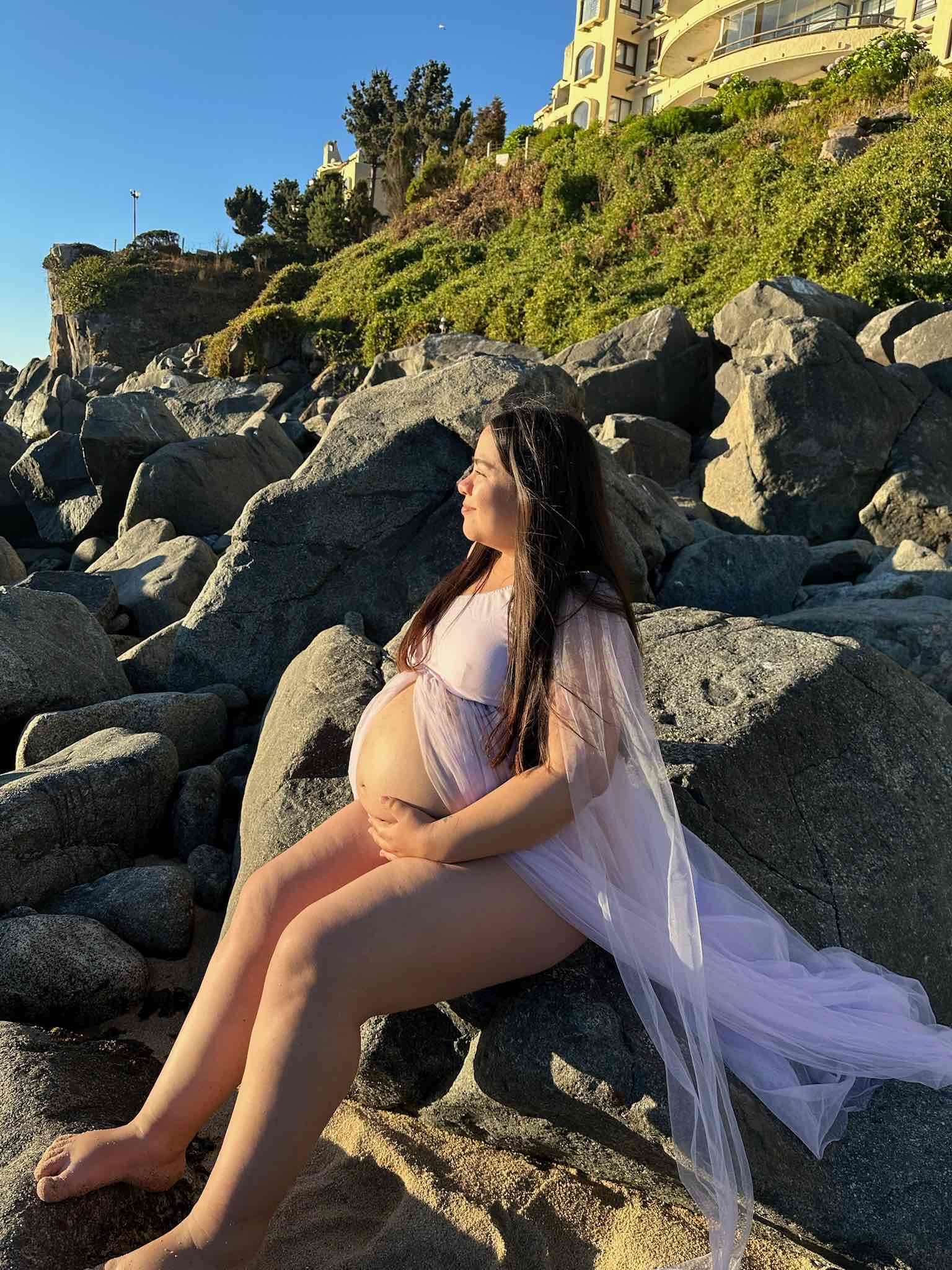 Vestido de maternidad morado pastel - miniatura 2