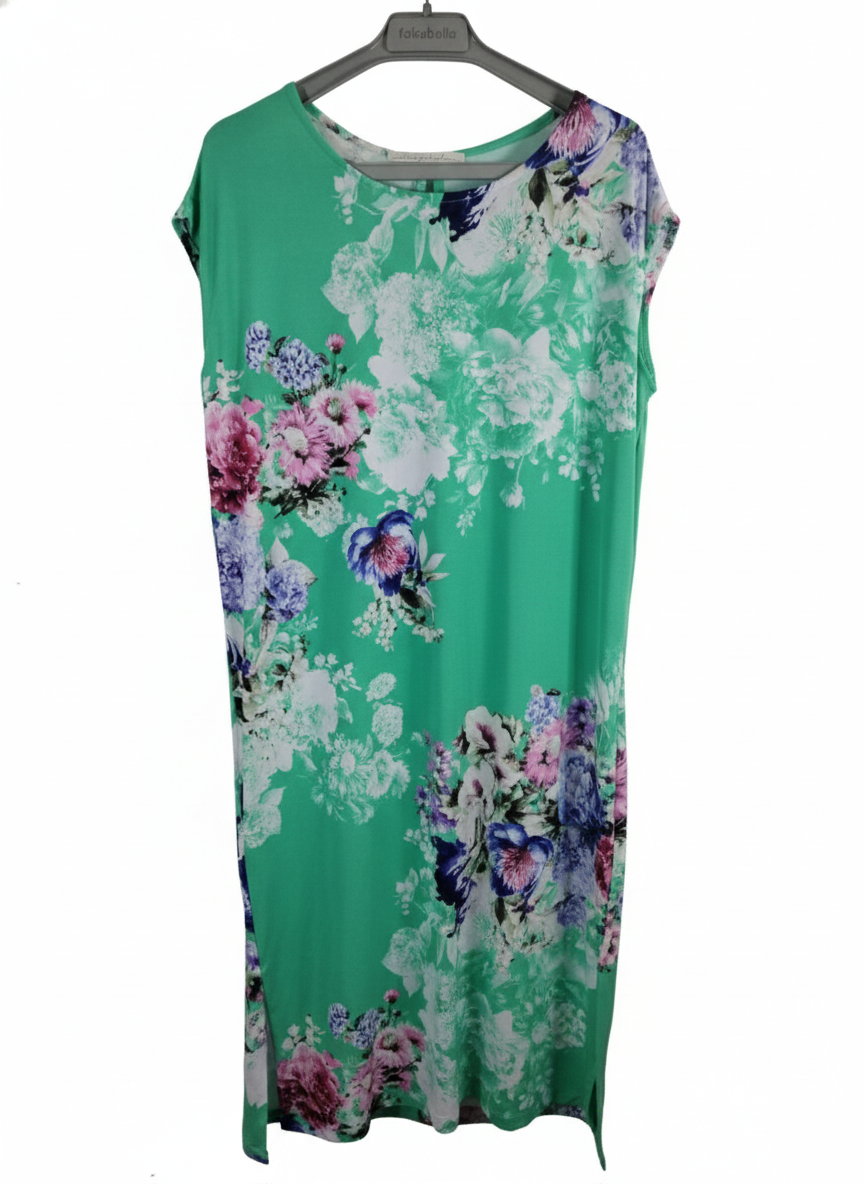 Vestido Largo Verde Floral Talla L - miniatura 1