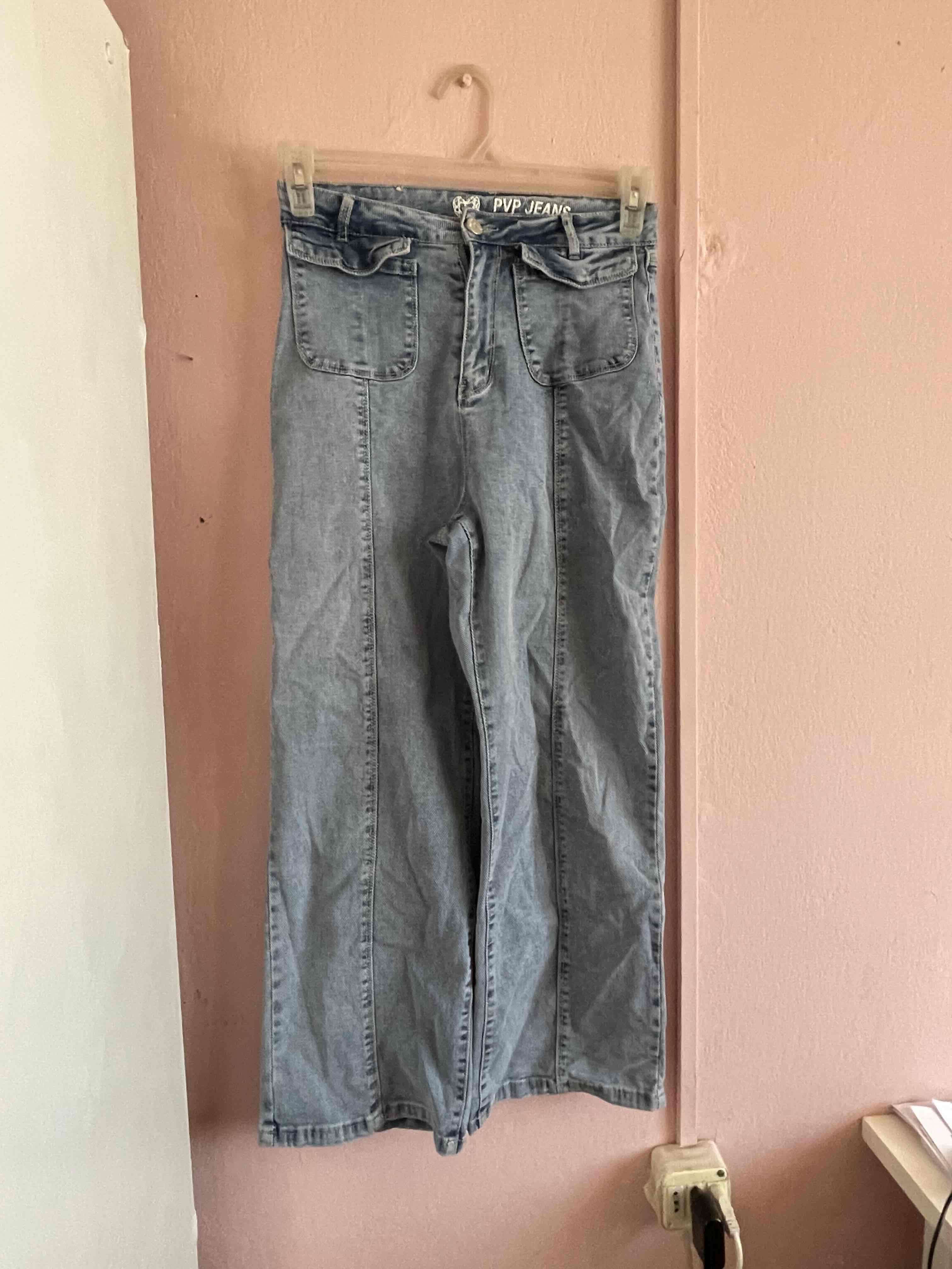 Jeans de mezclilla tiro alto azul claro - miniatura 1