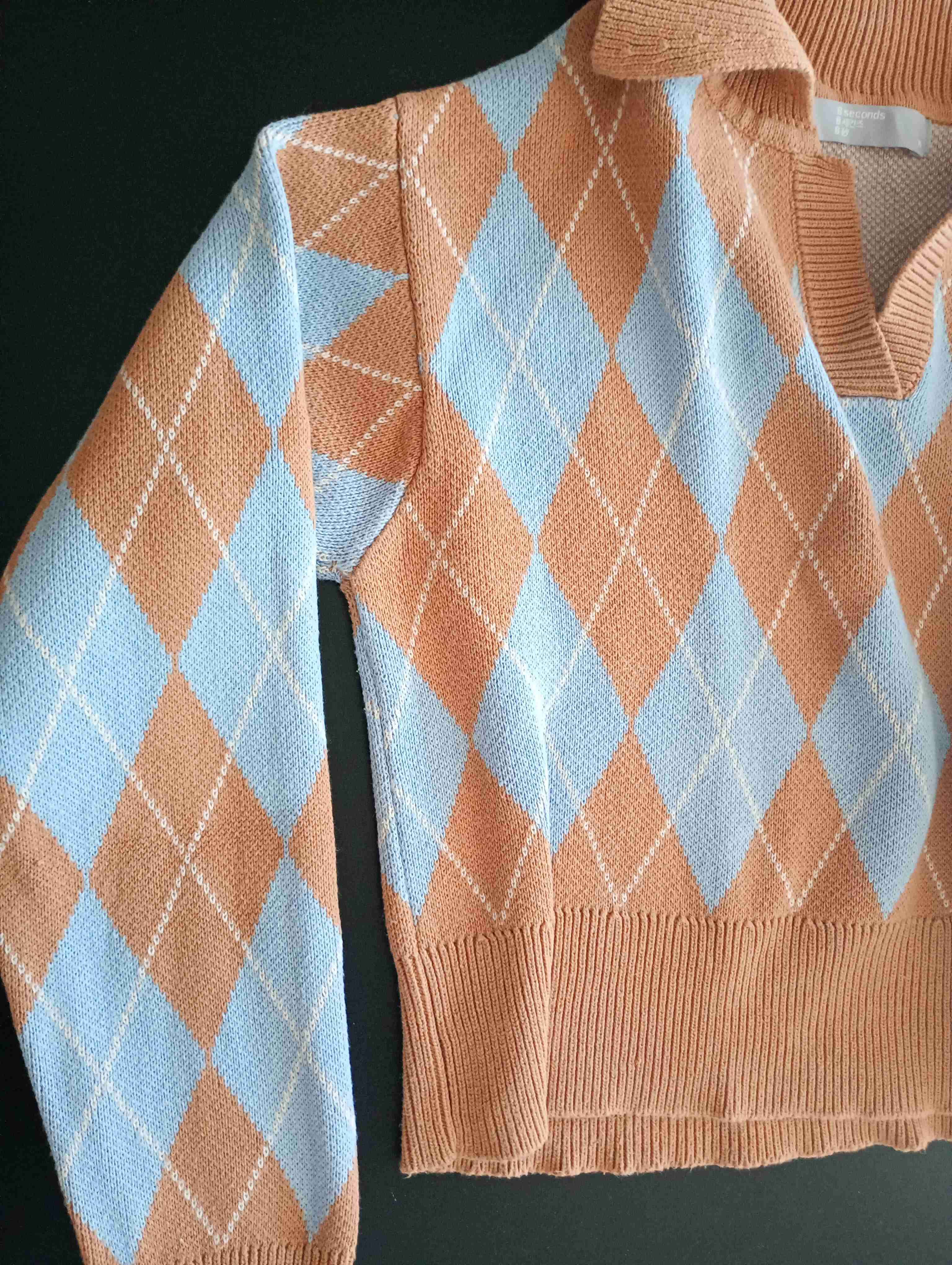 Sweater coreano a cuadros marrón y celeste - miniatura 3