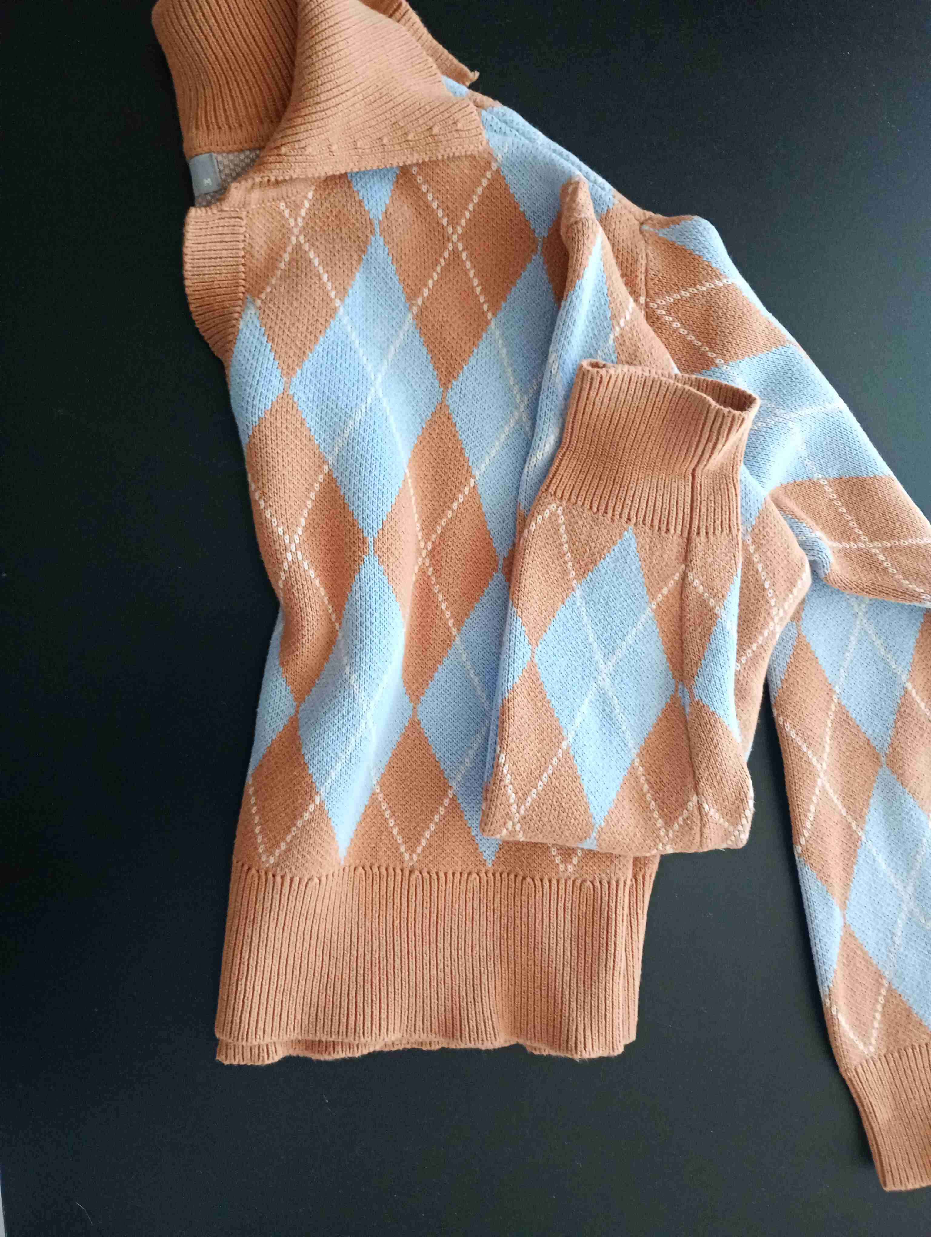 Sweater coreano a cuadros marrón y celeste - miniatura 4