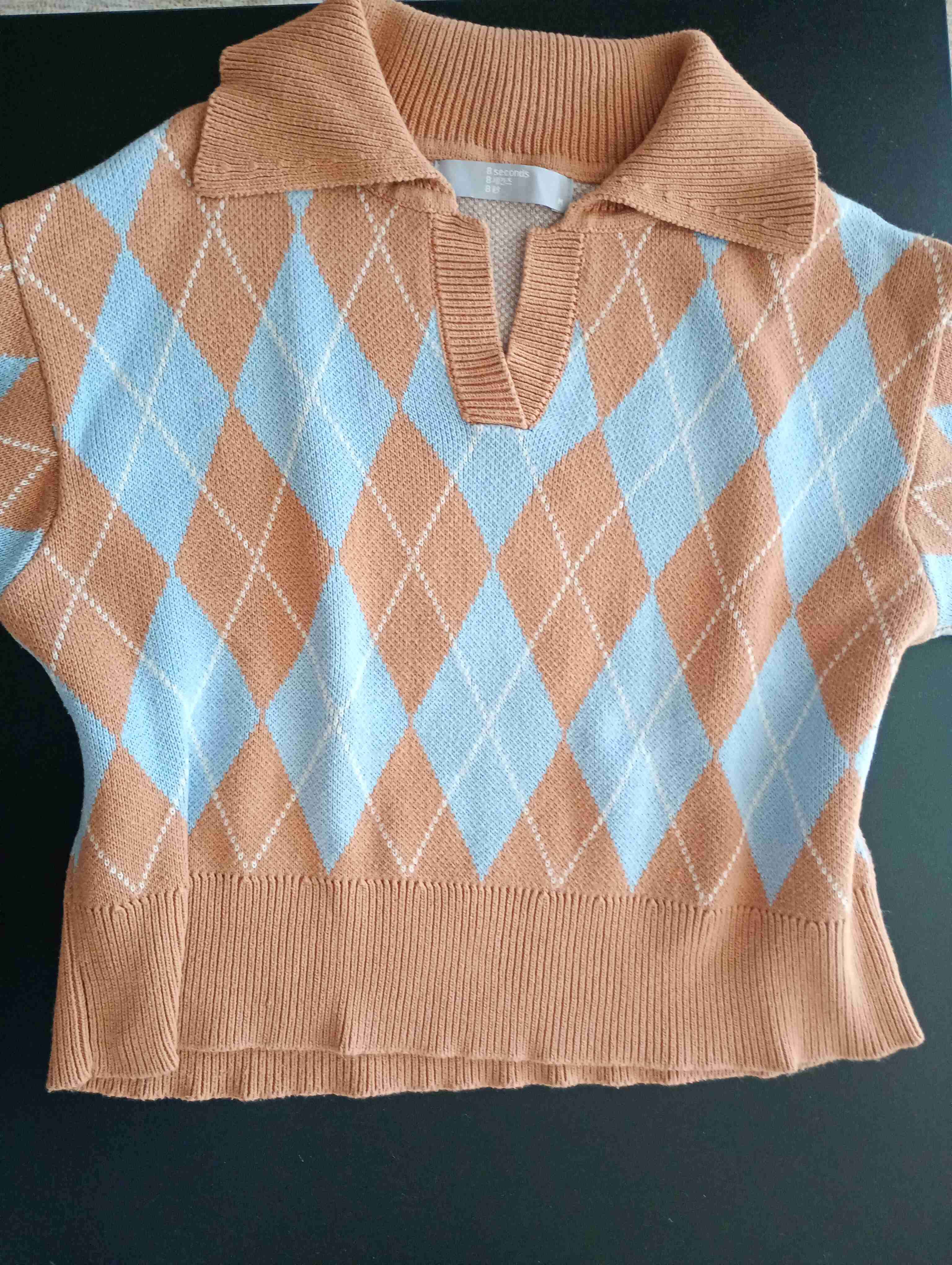 Sweater coreano a cuadros marrón y celeste - miniatura 5